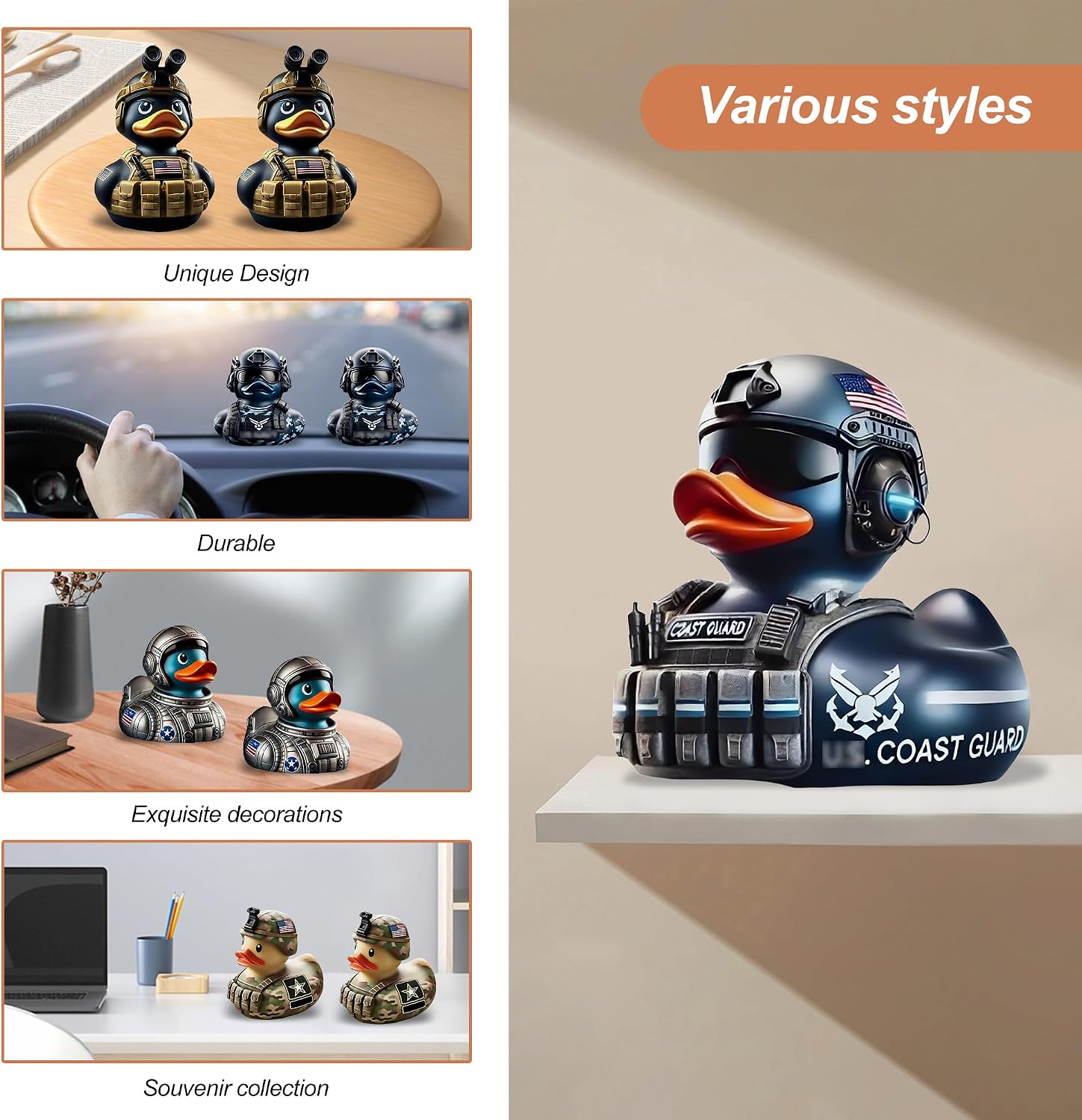 Small Soldier Duck Resin Handicraft Ornament (Army) image 3