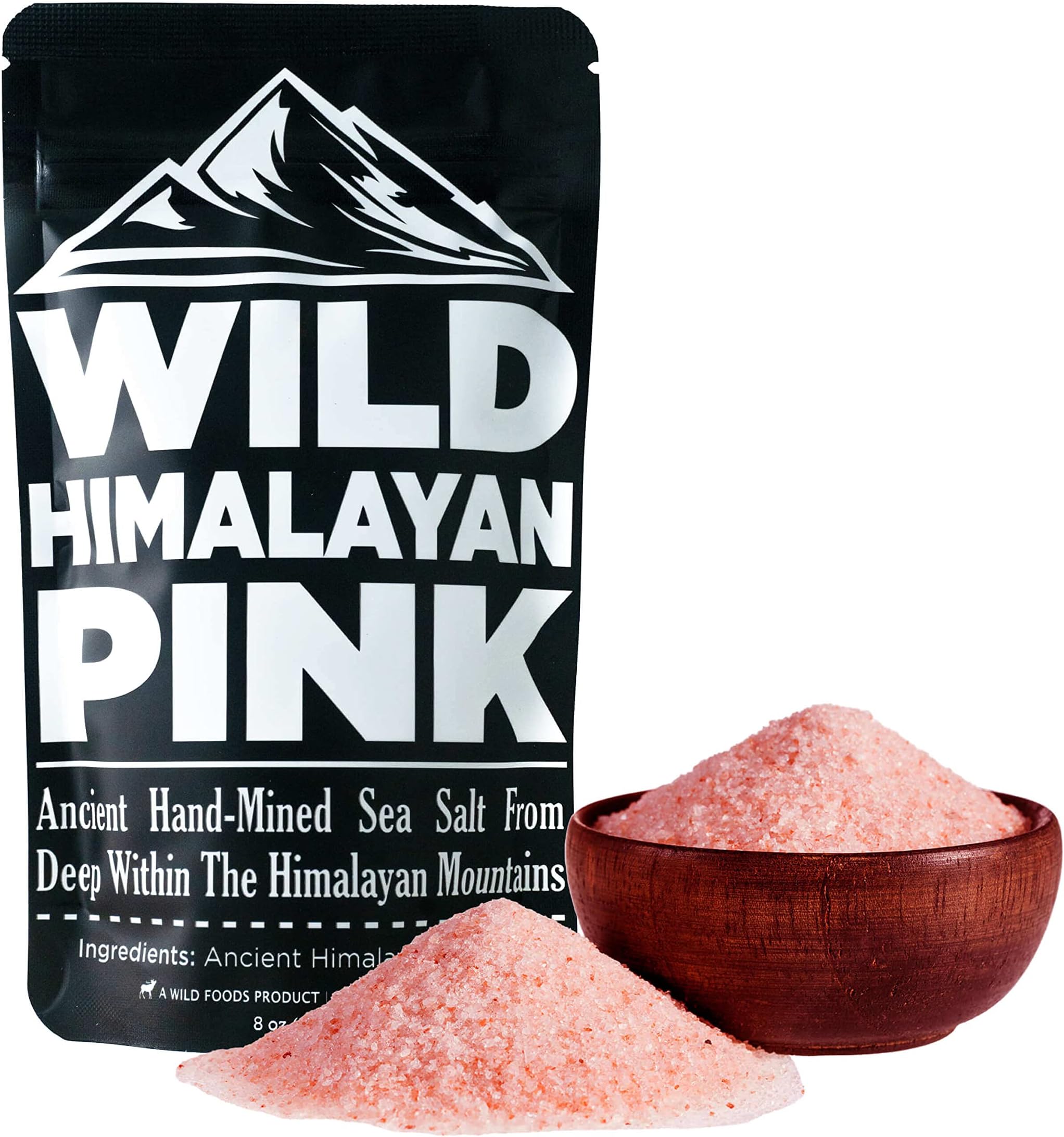 Wild Foods Organic Pink Himalayan Salt, Fine Ground Table and Cooking Salt, 8 oz | 100% Real, Pure, Unrefined Pink Salt | 80+ Minerals and Electrolytes, Small Batch, Ethically Sourced