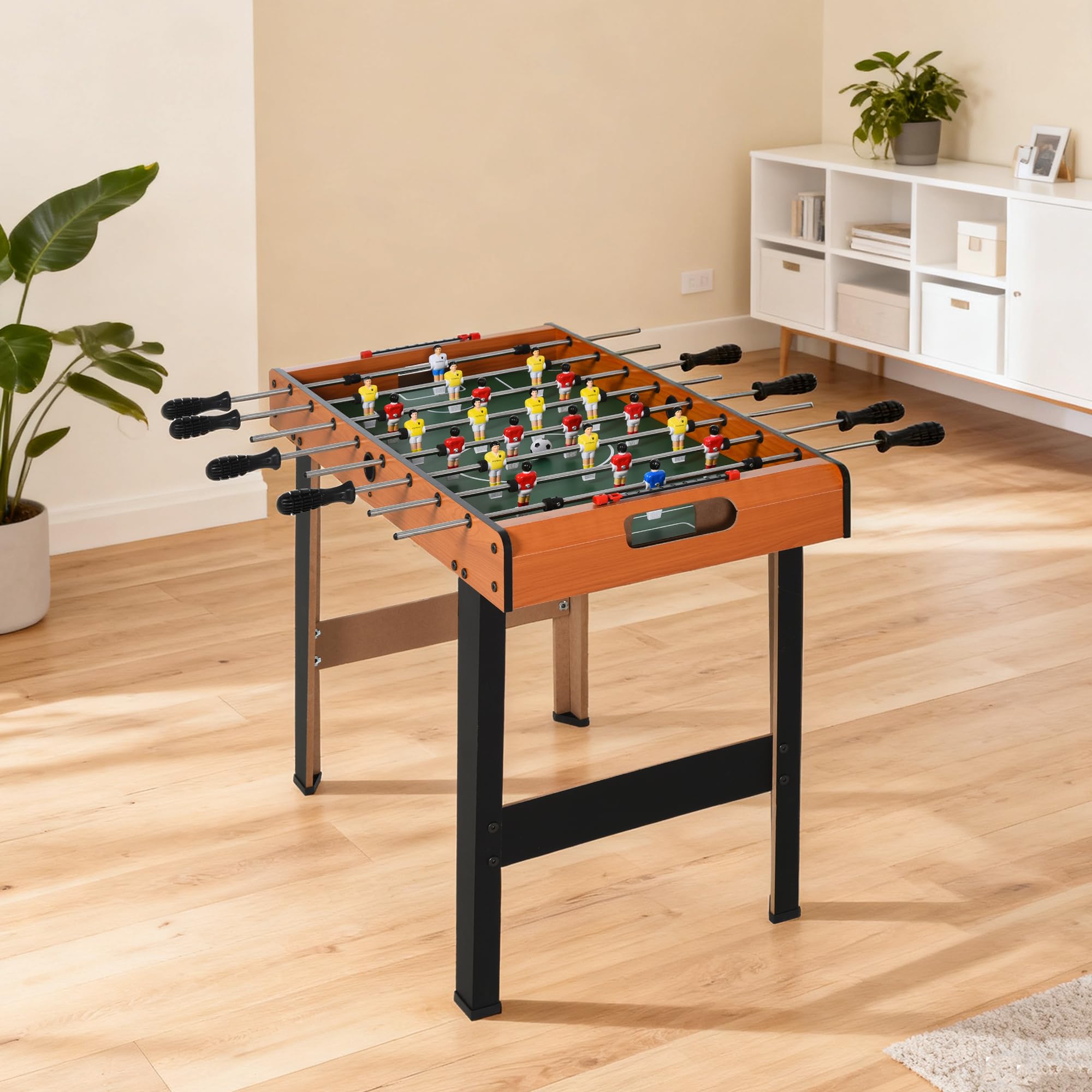 HOMCOM Mini babyfoot Compact et Solide, Table de Baby-Foot, Jeu Familial avec 22 Joueurs, 2 balles, 2 compteurs de Score, 84,5L x 40l x 61,2H cm