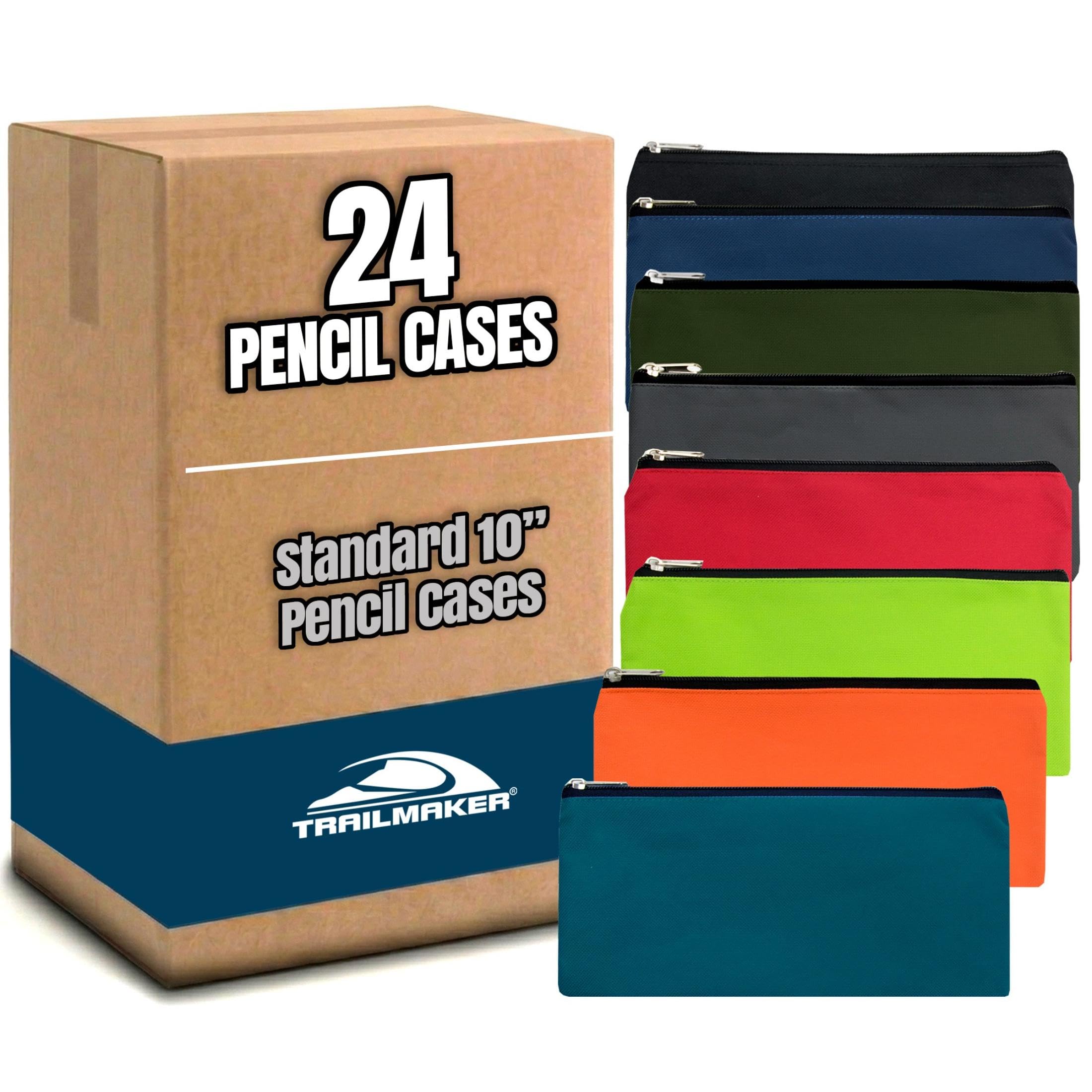 Trail maker Classic Traditional Cloth Pencil Cases in Bulk, in Solid Colors - 24 Pack Bundle
