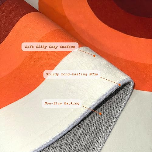 Miniatura 6 de Alfombra de área naranja arcoíris para sala de estar, alfombra de 5 x 7 pies para dormitorio, antideslizante, lavable, resistente a las manchas,