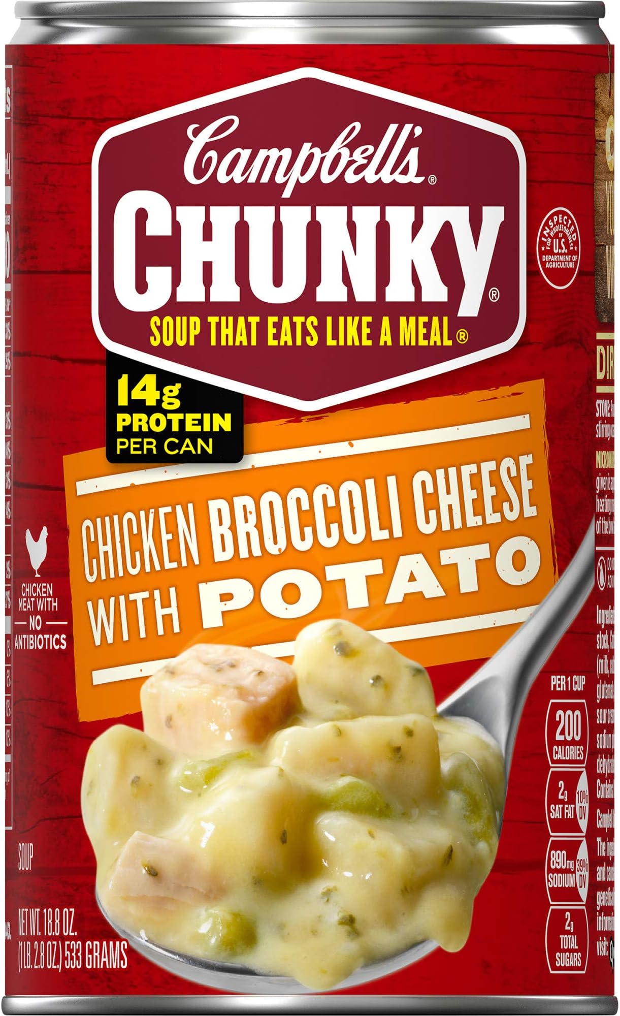 Campbell's Chunky Chicken Broccoli Cheese with Potato Soup, 18.8 oz (533 g) (Pack of 3)
