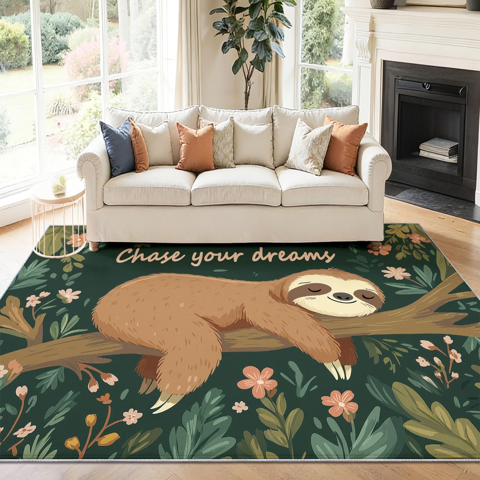 Tapis antidérapant et pare-humidité vert de 60x110 cm imprimé animaux