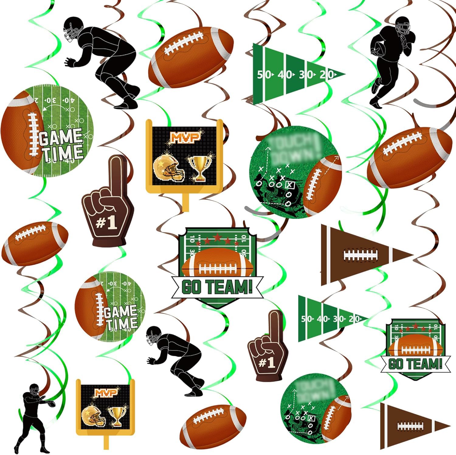 54 PCS Football Party Decorations Football Hanging Swirl for Football Birthday Party Football Game Day Sports Theme Party Supplies
