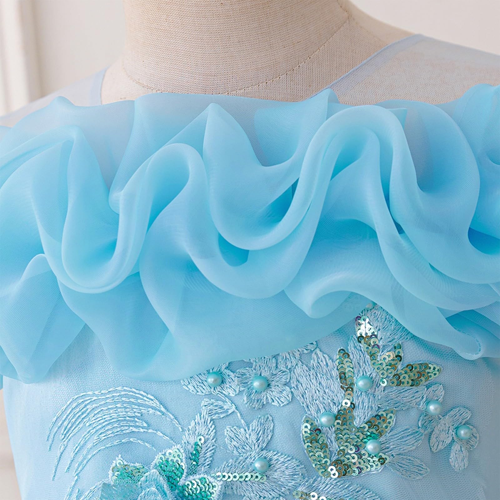 Vestido de princesa para niñas, de tul con lentejuelas, vestido de fiesta de cumpleaños, boda, dama de honor, vestido formal de noche