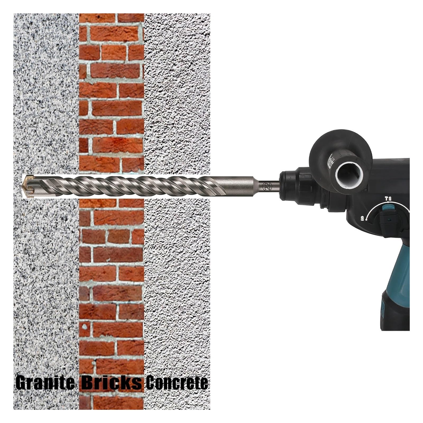 1 broca de mampostería SDS Plus de 6 a 25 mm, cabezal de corte de alta resistencia, doble barrena, broca de martillo eléctrico de 260 mm para bloques de ladrillos de pared de hormigón(260X25mm)