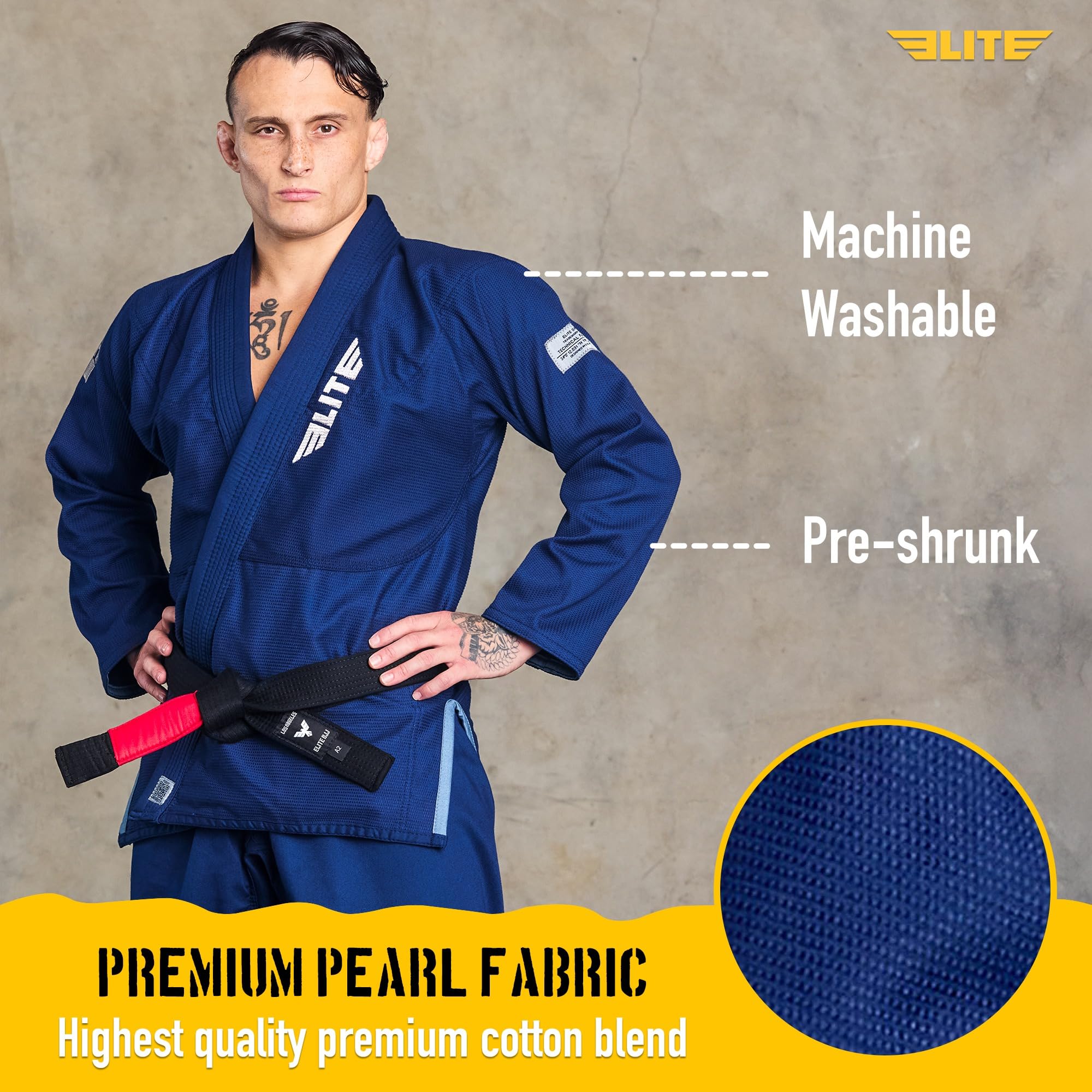 Elite Sports BJJ GI für Herren IBJJF Kimono BJJ Jiujitsu GIS W/Vorgeschrumpfter Stoff und freier Gürtel (siehe Sondergrößen-Leitfaden)