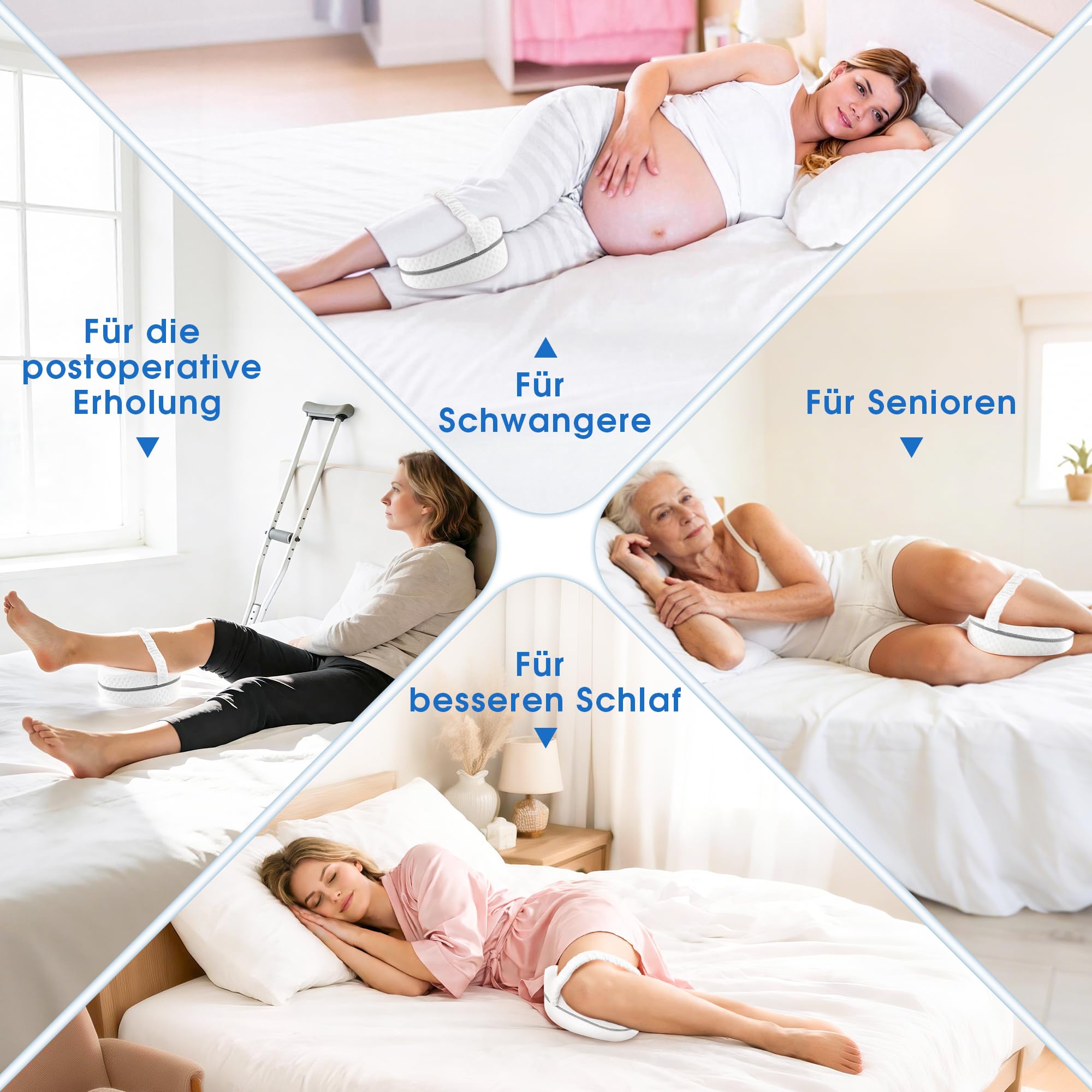 Kniekissen für Seitenschläfer – Ergonomisches Beinkissen aus Memory Foam, Kniekissen zum Schlafen für Beine, Hüfte & Rücken, Atmungsaktiver Bezug, Abnehmbar & Waschbar