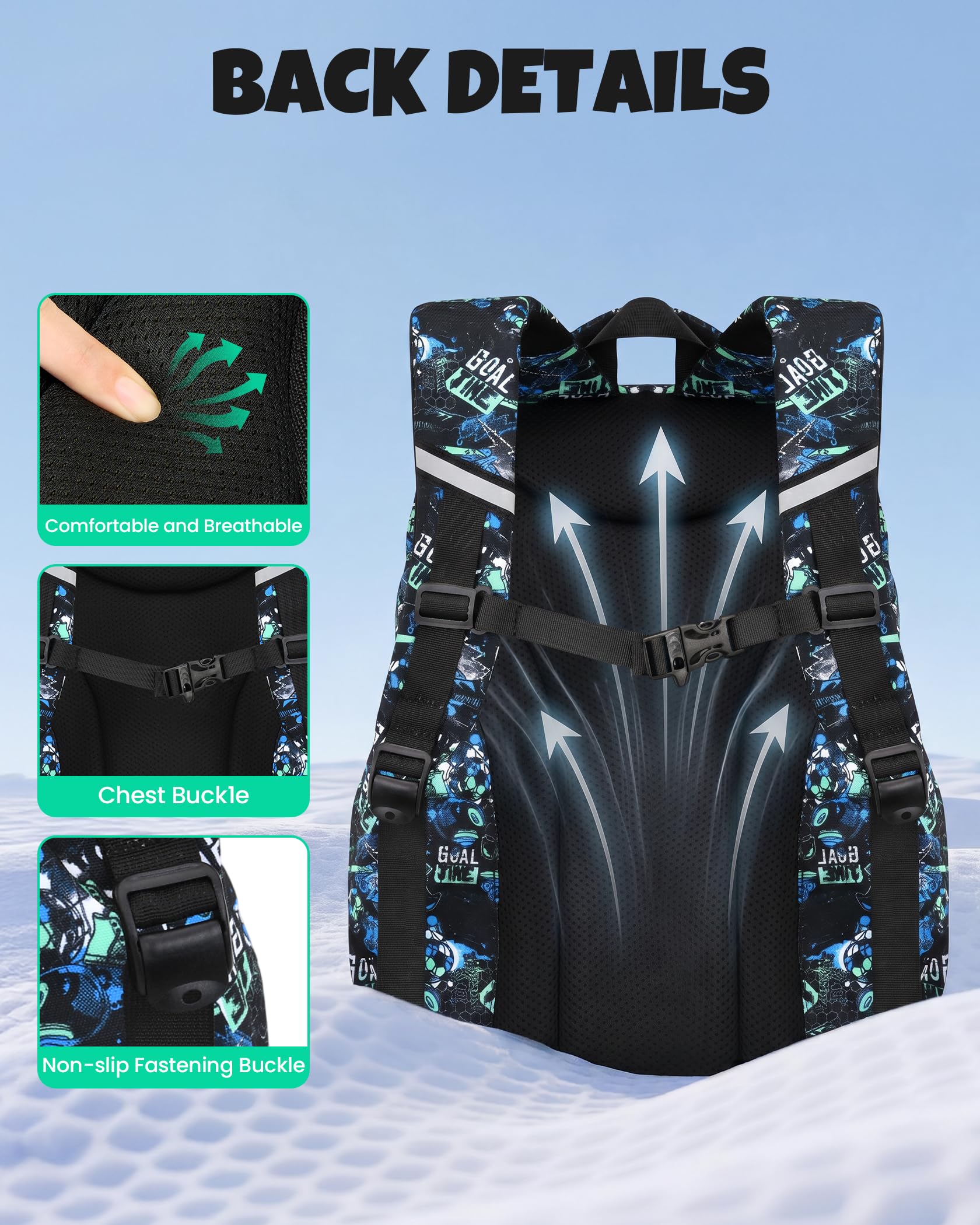 Amythe Zaino Scuola Ragazzi Classi da 3 a 9 3 Pezzi Impermeabile Set, Nero