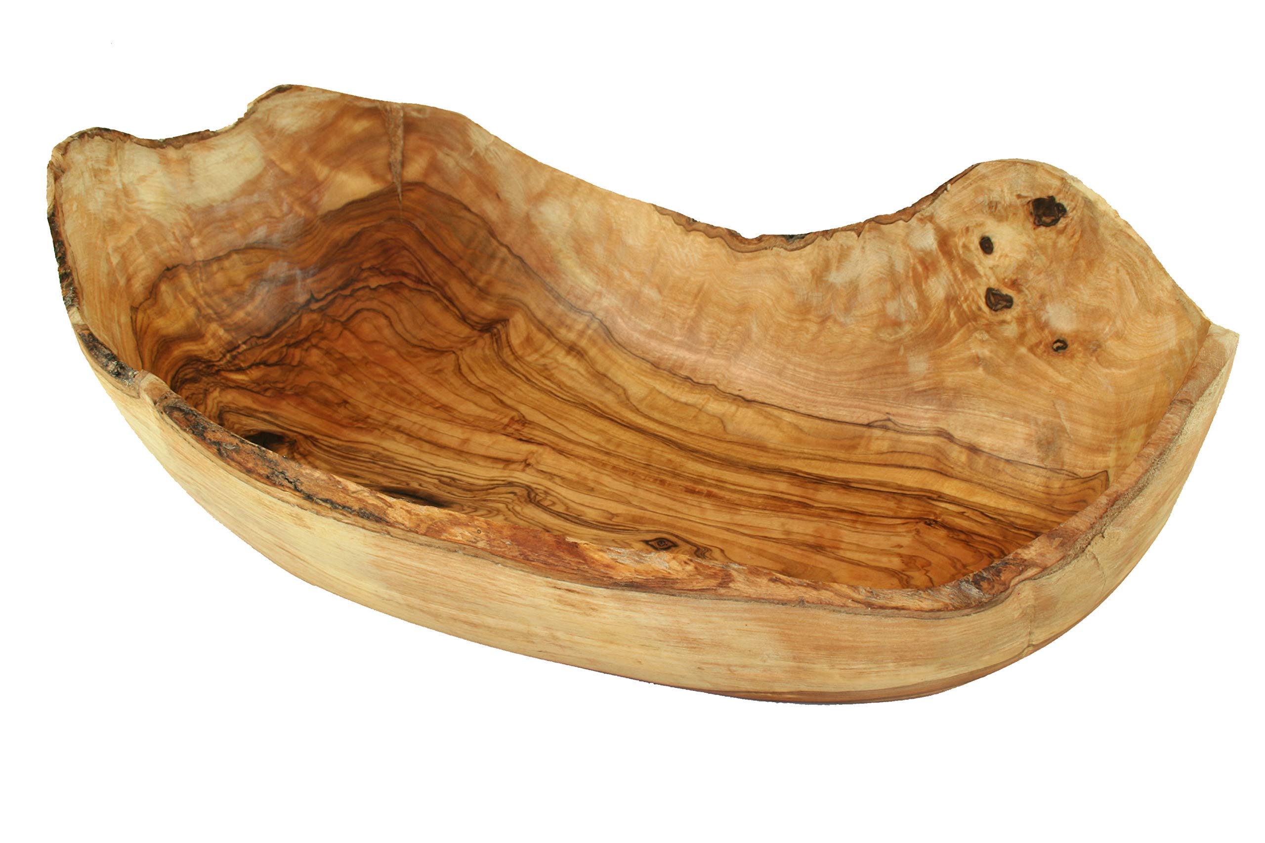 D.O.M.® Corbeille à fruits rustique en bois d'olivier naturel en 5 tailles (longueur 30-33 cm)