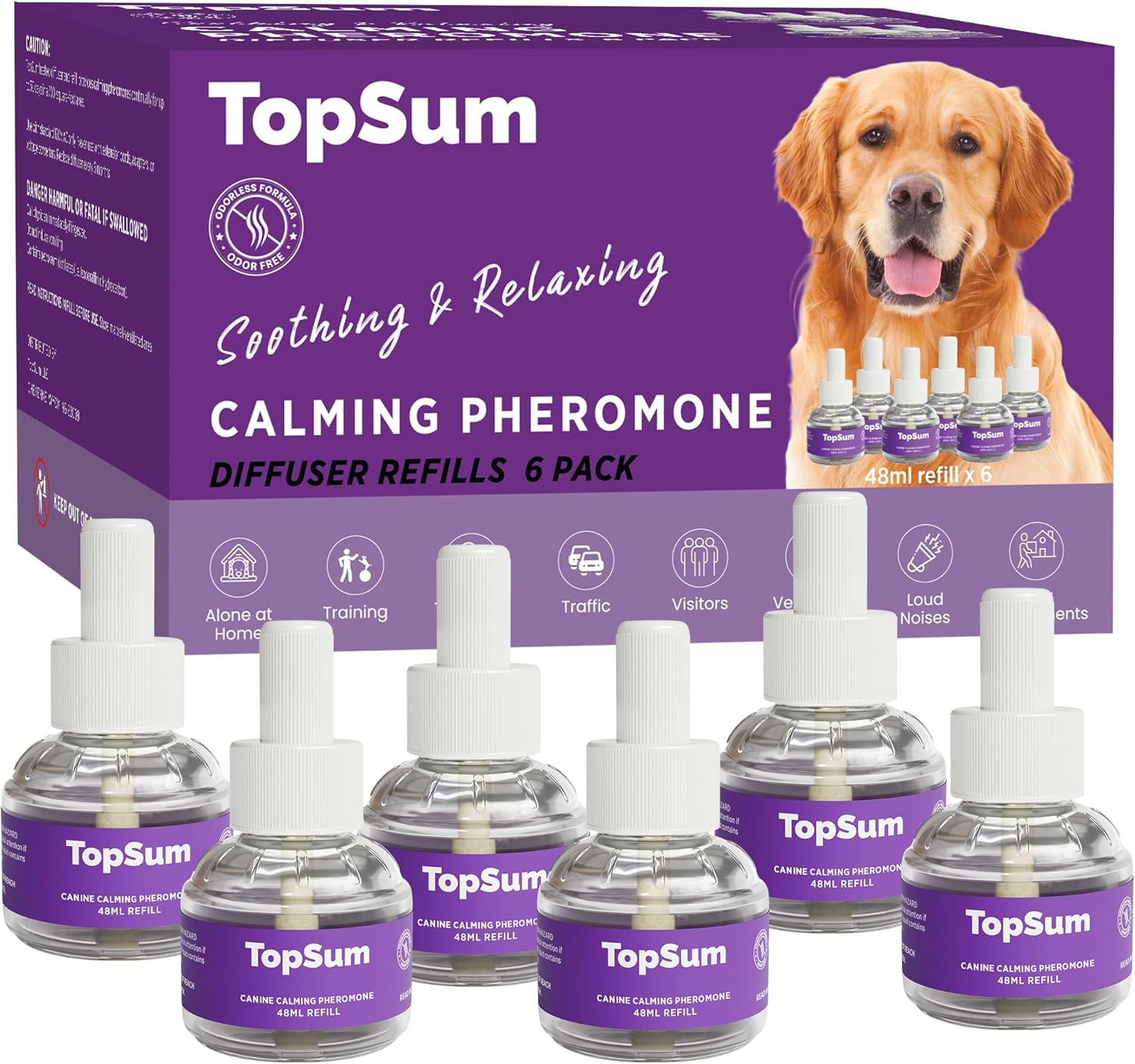 6-Pack Dog Calming Diffuser Refills with Appeasing Pheromones