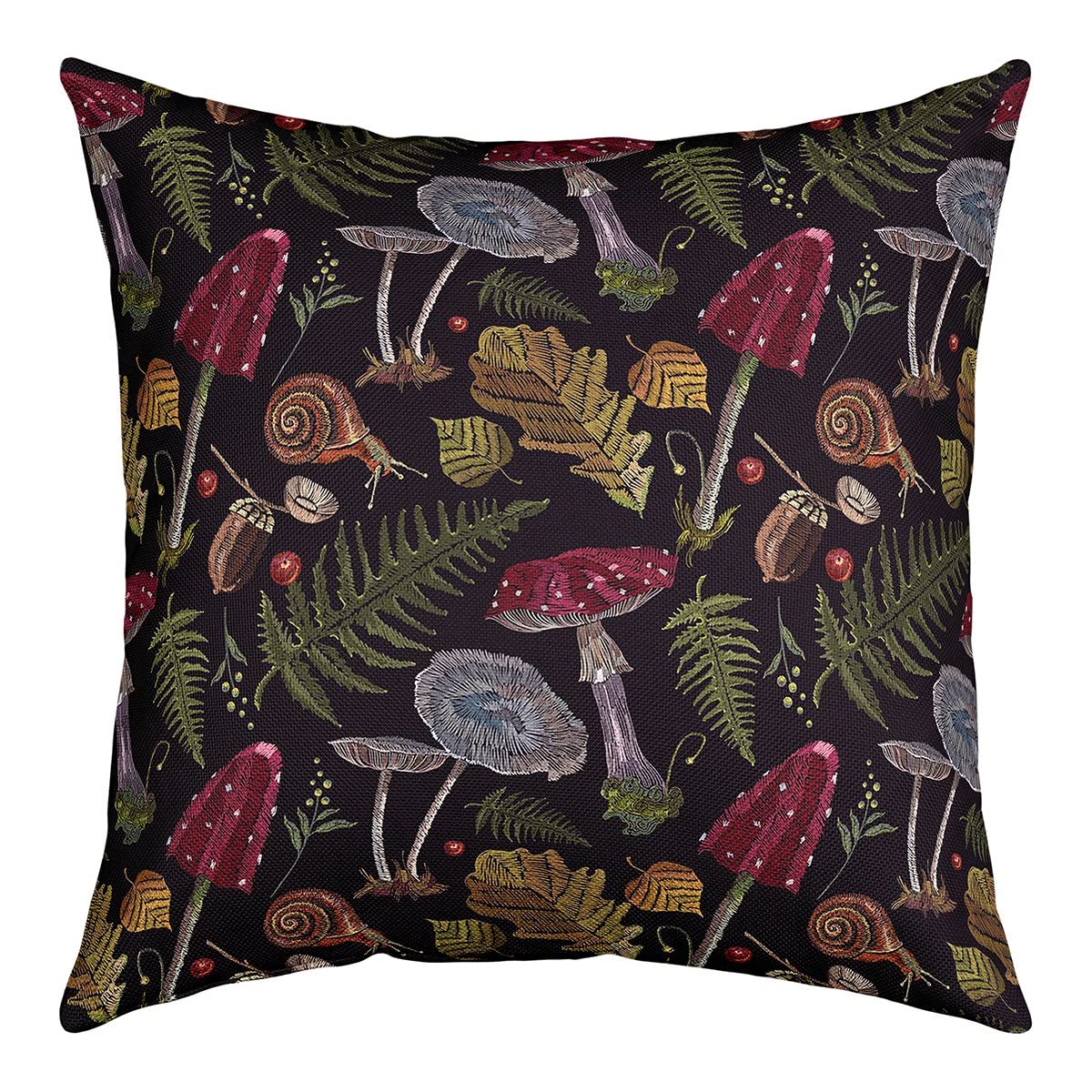 Wild Mushroom Throw Pillow Covers Autumn Fallen Palm Leaves Pillow Covers Soft Polyester for Living Room Cute Snail Animal Home Decor Cushion Case Pillowcase, 1 Pack 20"x20"