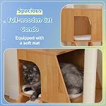 Hey-brother Wooden Cat Tree, 72.4 inch Cats Furniture Tower with Large Platforms, Hammocks, Spacious Condo, Full Sisal Scratching Posts, Ladder, Brush, Water Proof Surface, Walnut MPJ121WB