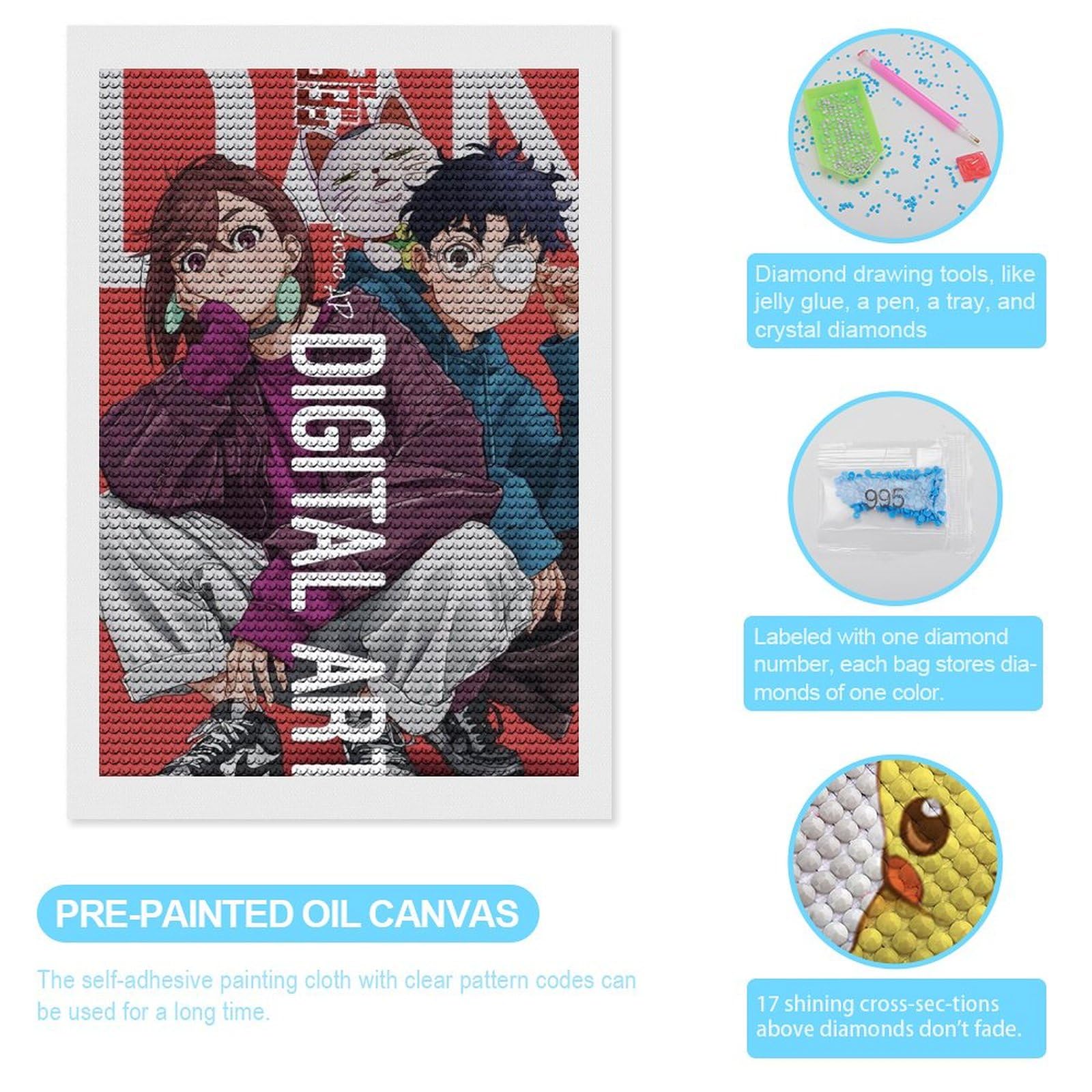 Amazon | ダンダダン ダイヤモンドアート DIY アニメ キット 全面貼り