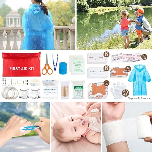 Miniatura 8 de Kit de supervivencia de emergencia de 238 piezas y kit de primeros auxilios herramienta profesional de supervivencia con bolsa táctica Molle y