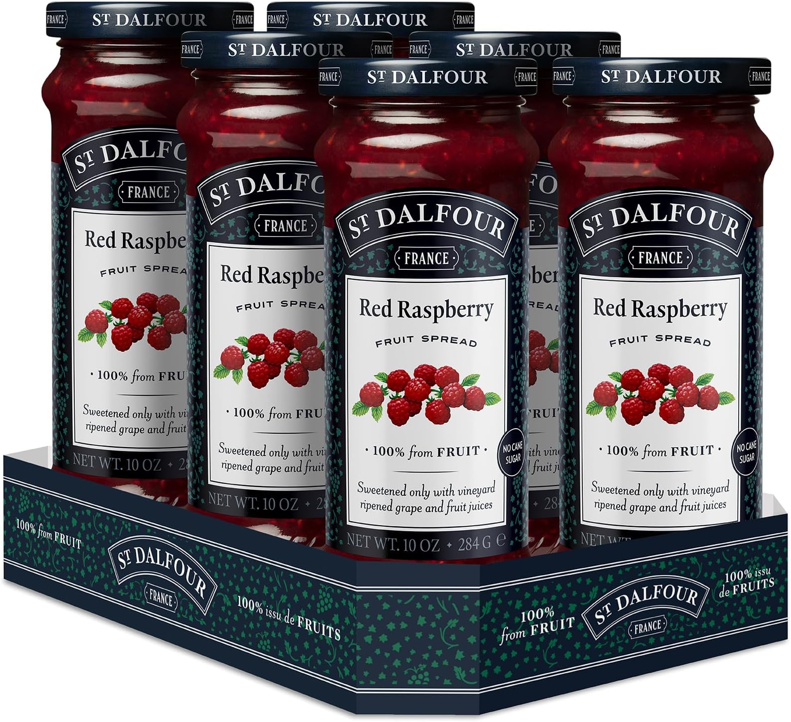 Red Raspberry Fruit Spread - 10oz - 100% from Fruit, No Artificial Ingredients, Non-GMO, No Cane Sugars, All Natural - Pack of 6