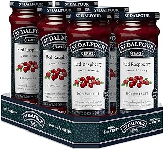 St. Dalfour Red Raspberry Fruit Spread - 10oz - 100% from Fruit, No Artificial Ingredients, Non-GMO, No Cane Sugars, All Natural - Pack of 6