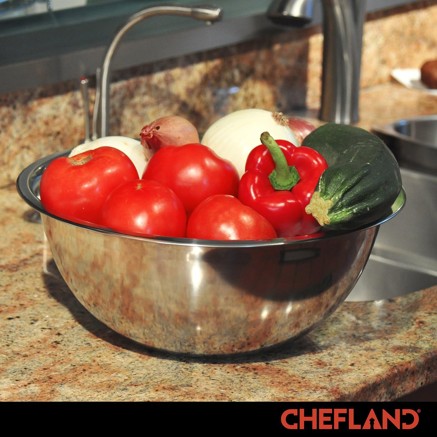 ChefLand Set of 6 Standard Weight Mixing Bowls, Stainless Steel, Mirror Finish, 0.75, 1.5, 3, 4, 5, and 8 Qt. (Mixing Bowl Set Of 6)