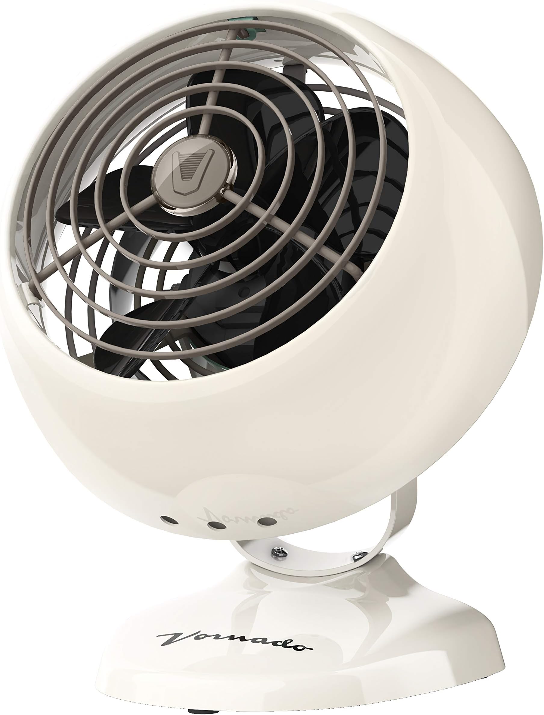 VFAN™ Mini Classic Vintage Fan, Retro Metal Air Circulator, For Desk & Bedside, 2 Speeds, Adjustable Tilt, Personal Cooling with Targeted Airflow, Quiet Fan, Vintage White