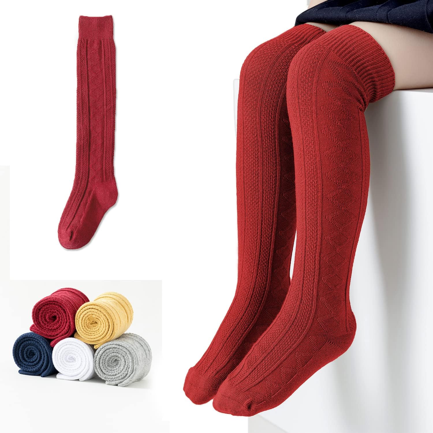 EPEIUS Baby Knee High Socks - Baby Girls Seamless Tube Ruffled Stockings Cotton Long Socks Over the Knee Sox 0-6 Years - Image 6