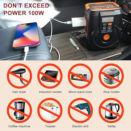 Miniatura 6 de BYGD Estación de energía portátil, generador de litio de 111 Wh/22500 mAh con carga de batería, carga rápida y luz LED con 2 puertos USB, fuente de