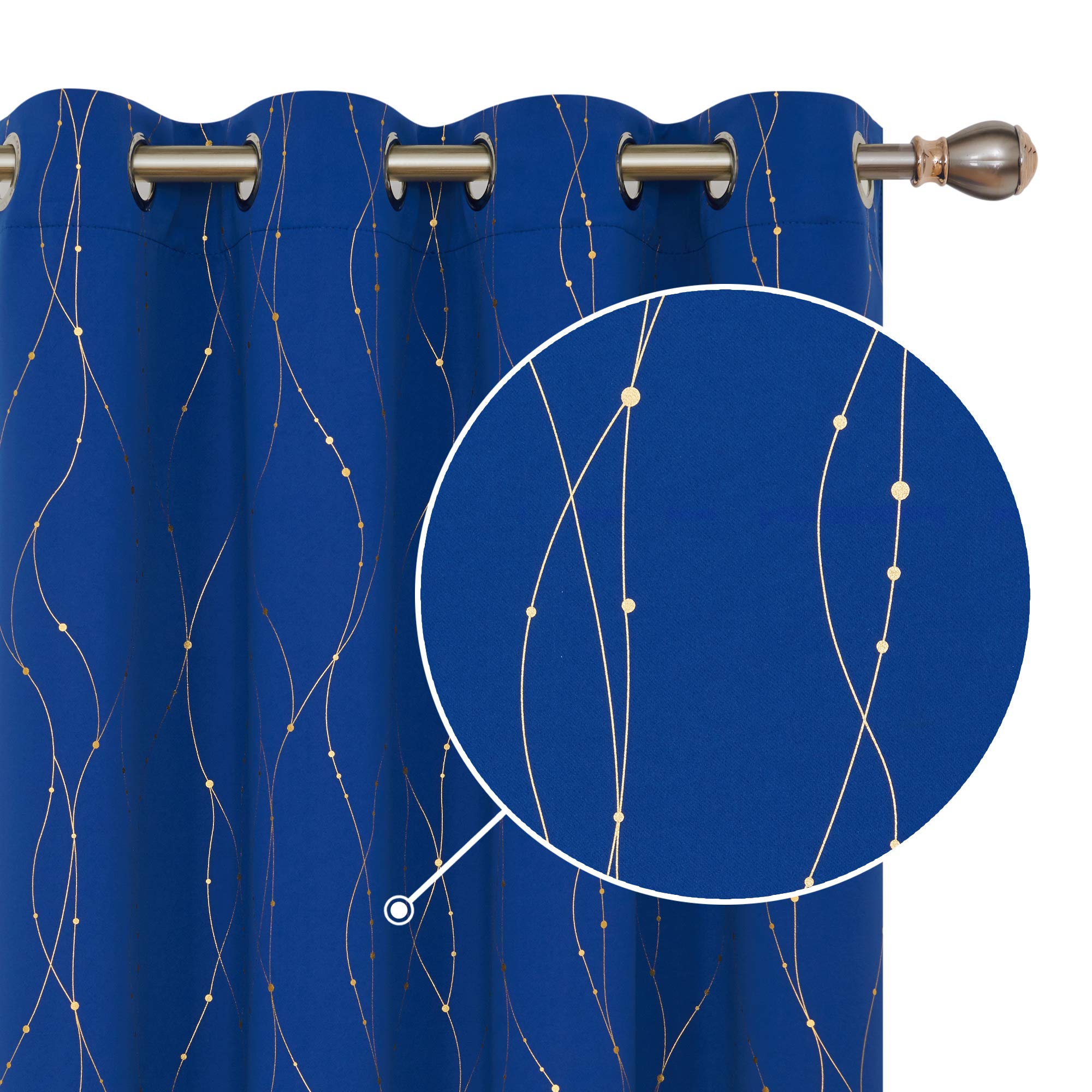 Deconovo Decorative Silver Dotted Line Foil Printed Blackout Curtains Thermal Insulated Curtains Eyelet Curtains for Baby Nursery 52 x 54 Inch Light Grey 2 Panels — view 73