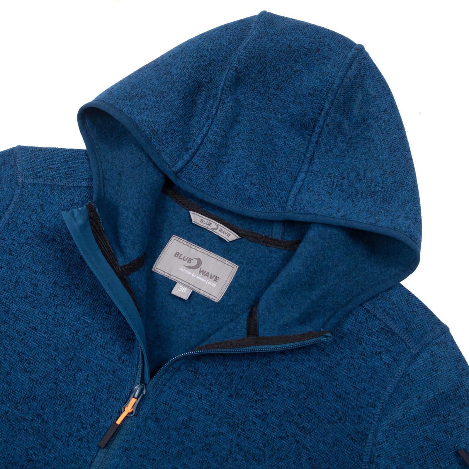 Blue Wave Damen Strickfleecejacke Lotte mit Kapuze - Fleecejacke in Strick- und Melange-Optik