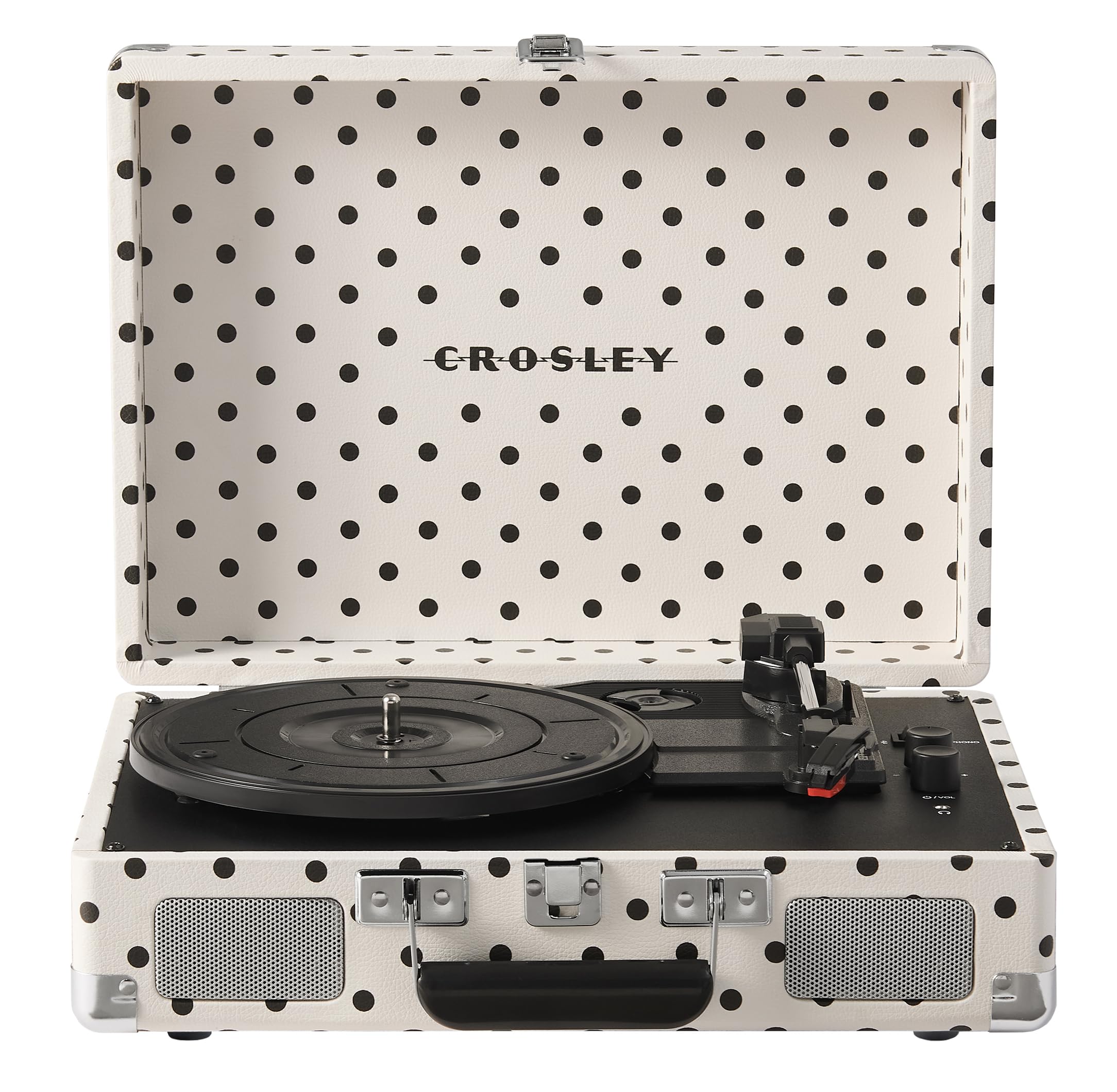 Crosley CR8005F-WPK Cruiser Plus Record Player, White Polka Dot