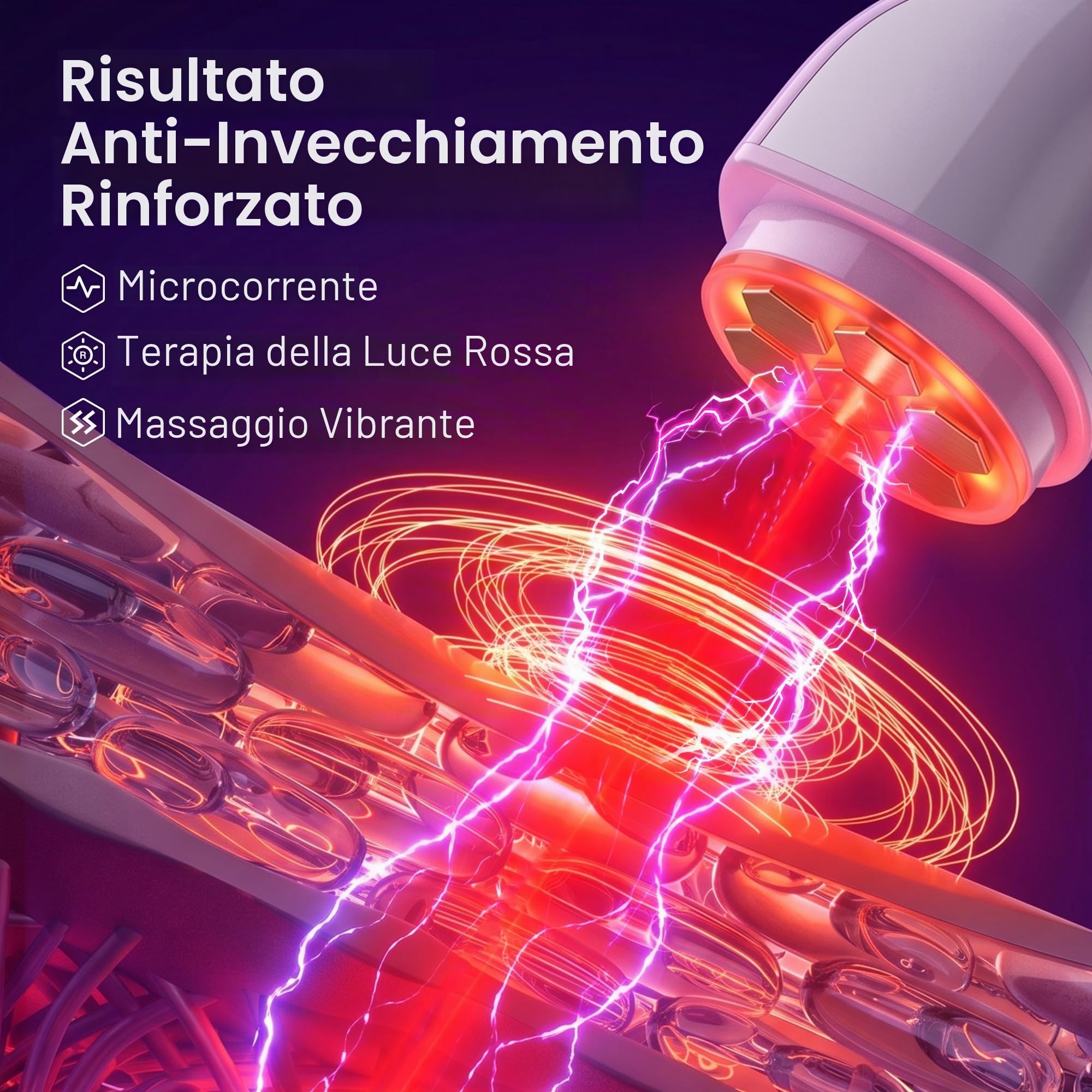 DermRays Dispositivo di bellezza multifunzionale M1,4 in 1 dispositivo facciale microcorrente per uso domestico, dispositivo anti-invecchiamento, per rassodare il viso, rughe, sollevare, tonificare