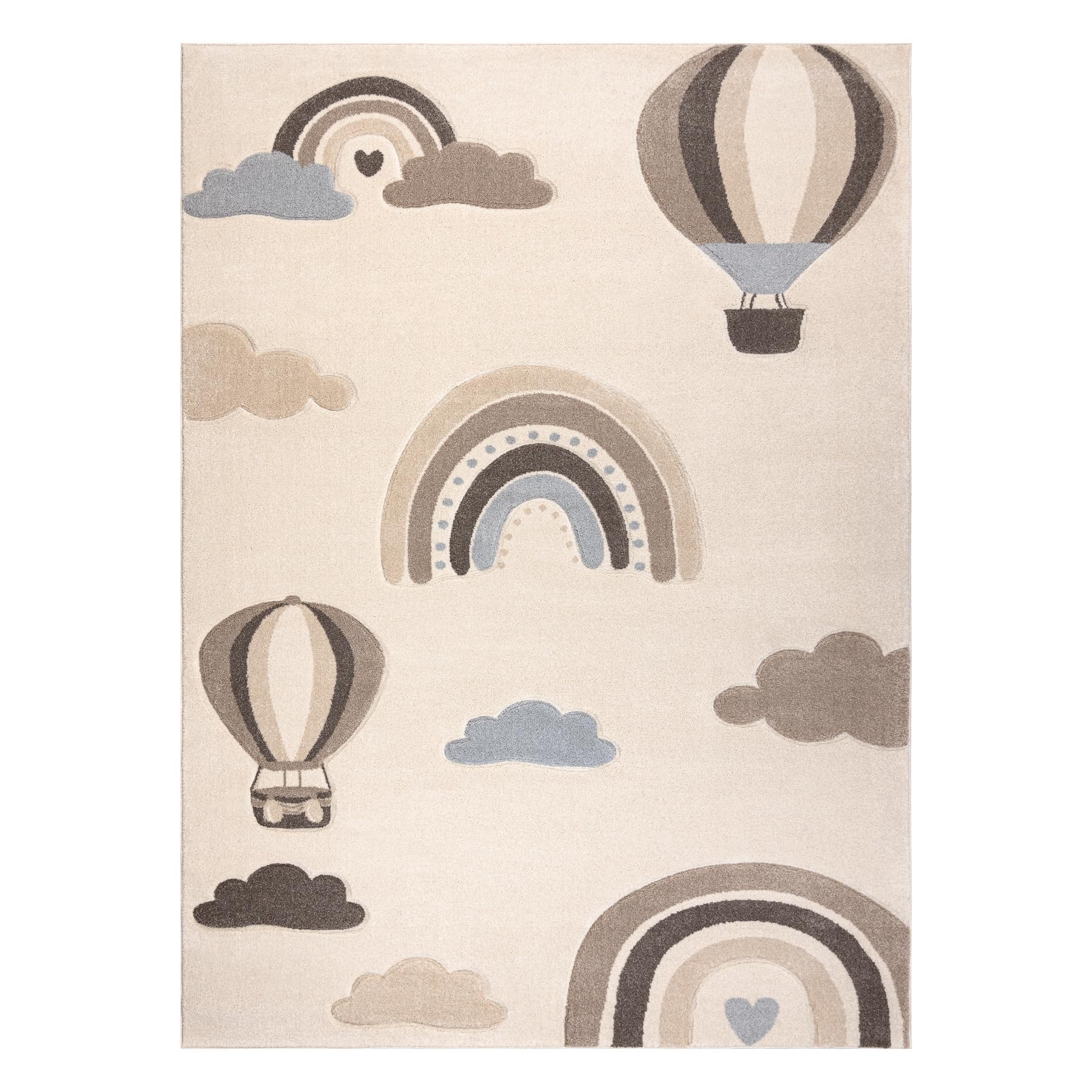 Kiddo Teppich 5644 Creme/beige Regenbogen-Wolkenmotiv 160x220 cm