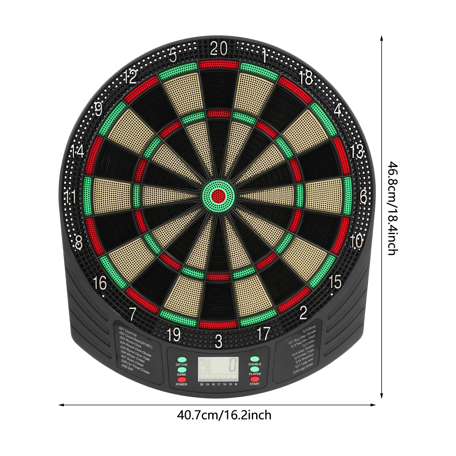 Target elettronico freccette con 6 freccette | 18 Modalità di Gioco, Display LCD, Conteggio Automatico, Annuncio Vocale, 1-8 Giocatori, Per Case, Bar, Ufficio