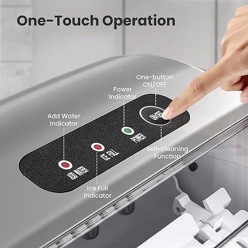 Vista 25 de Crzoe - Máquina de hielo con asa para encimera, 26 libras/24 horas, 9 cubitos listos en 6 minutos, función de autolimpieza, con cuchara de hielo