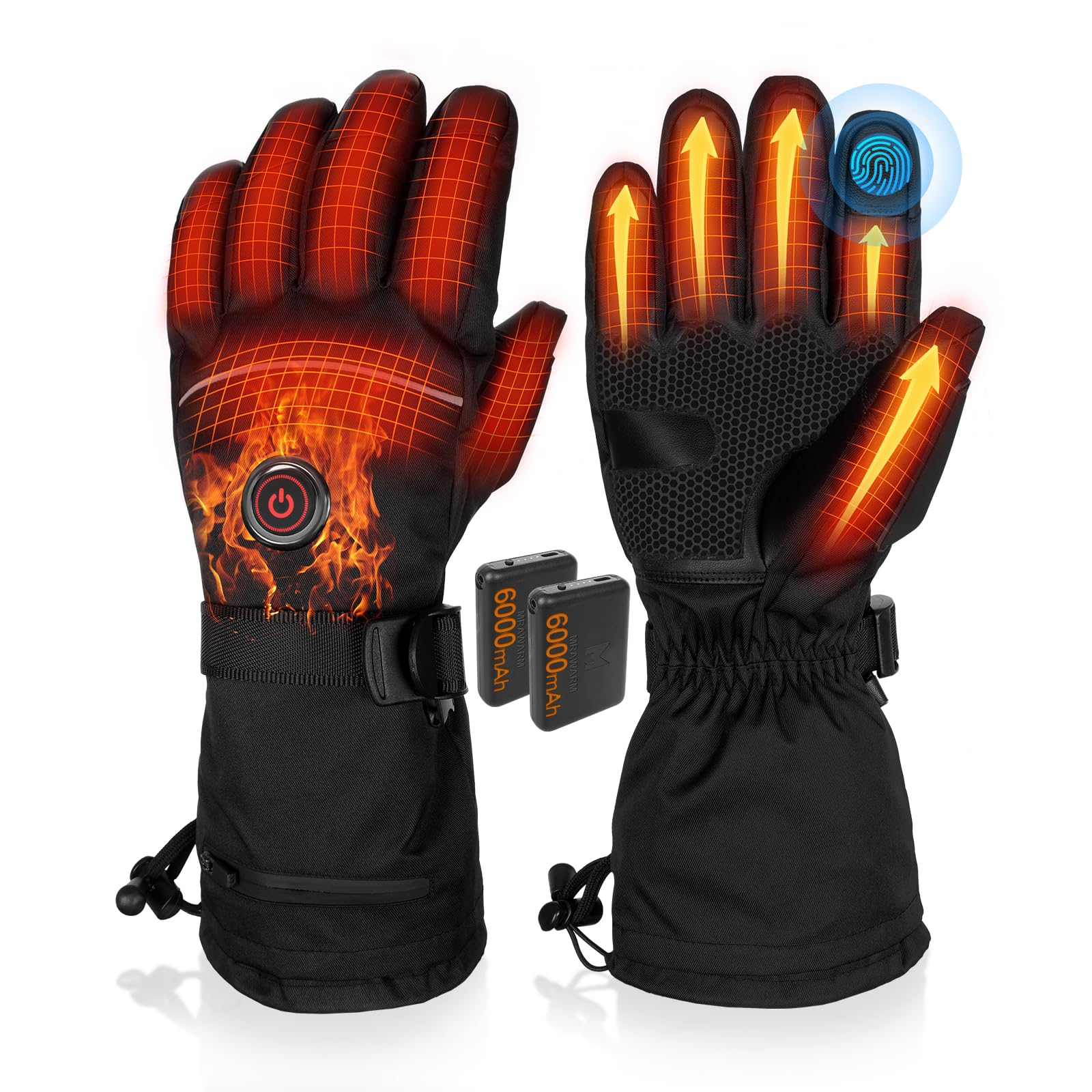 Verwarmde motorhandschoenen, 7,4 V, 2200 mAh, elektrische oplaadbare batterij, waterdicht, voor dames en heren, voor winter, fietsen, skiën, sneeuw, verwarmde motorhandschoenen