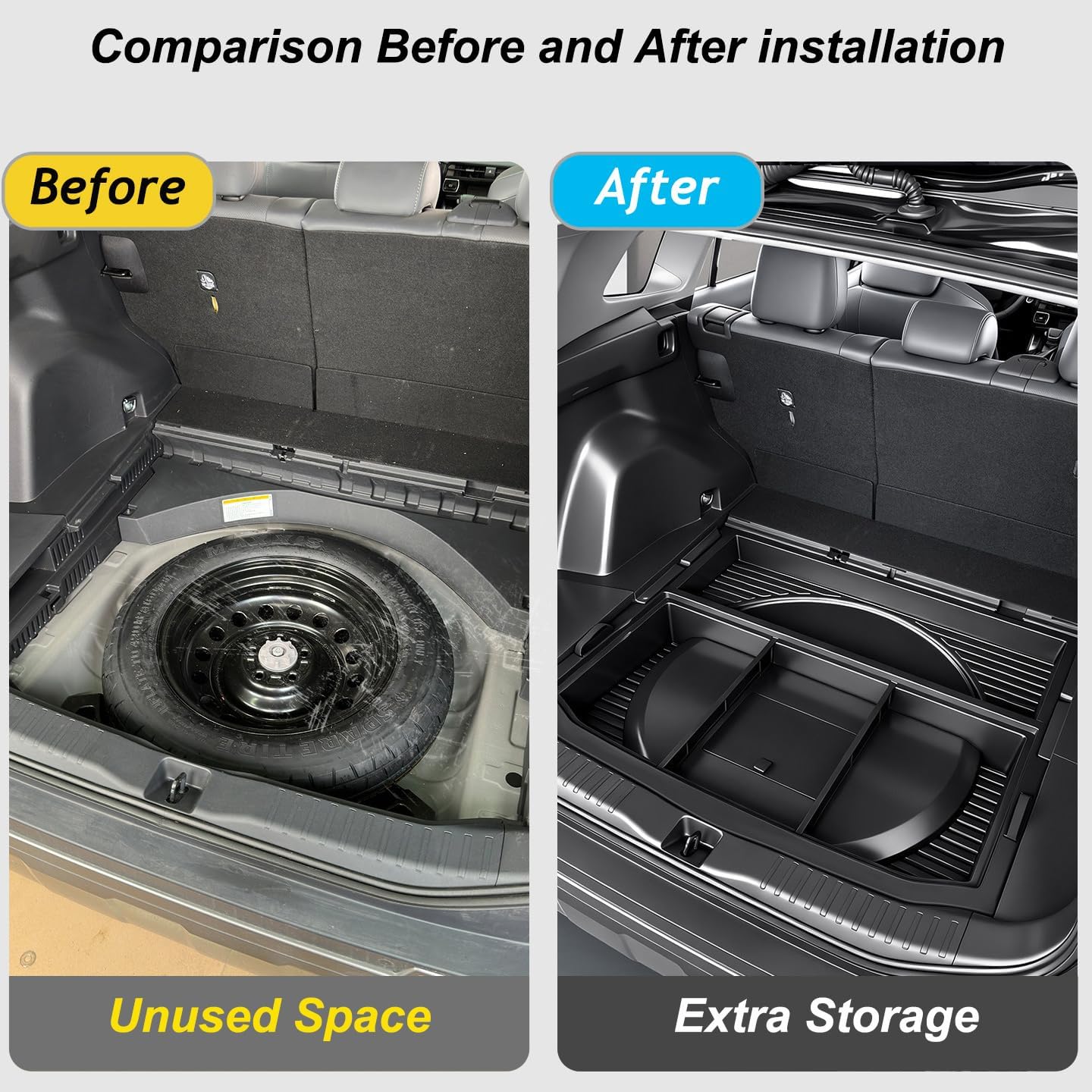 For 2026 Toyota RAV4 Trunk Hidden Storage Box, SUV Insert Cargo Rear Hatch Organizer, Extra Space fits RAV4 LE XLE XSE TRD Hybrid Under Cargo Floor Storage Accessories