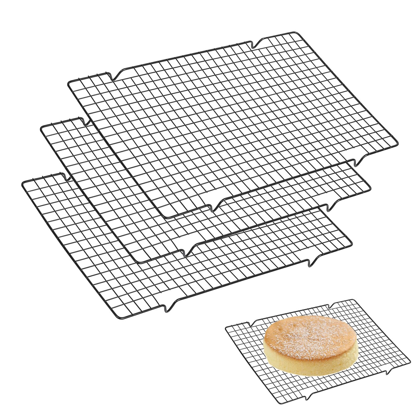 3 Pezzi Griglia Acciaio Inox, 40cm Griglia di Raffreddamento, Griglia Forno Universale, Griglia per Glassare Dolci, Griglia da Forno, Griglia Rettangolare per Raffreddamento Cottura