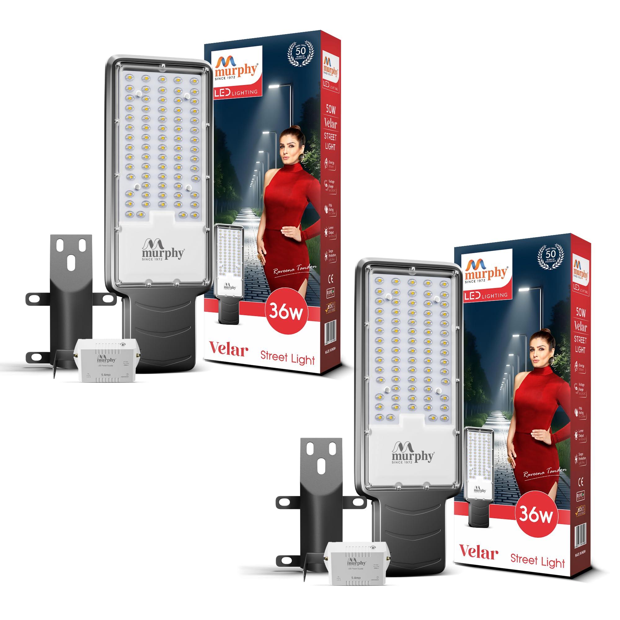Murphy LED Street Lights - 3600 Lumens, Waterproof & Auto On/Off -1