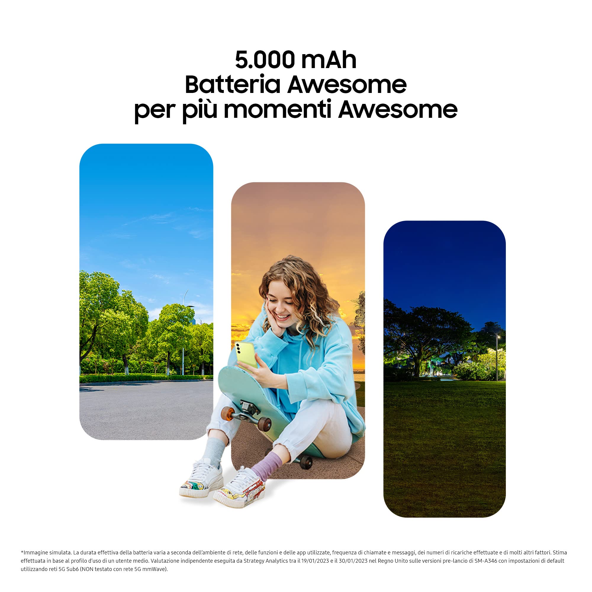 Samsung Galaxy A34 5G Smartphone Android, Display FHD+ Super AMOLED 6.6”, 8GB RAM e 256GB di memoria interna espandibile, Batteria 5.000 mAh, Awesome Graphite [Versione Italiana]