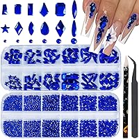 Vista 16 de HNUIX - Diamantes de uñas de 3D con múltiples formas y tamaños, gemas de uñas verde esmeralda, con respaldo plano, con kit, para arte de uñas