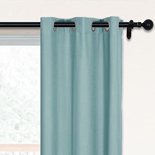 Fcosie Cortinas 100% opacas con textura de lino de 96 pulgadas de largo, cortinas con aislamiento térmico, paneles de reducción de ruido, protección