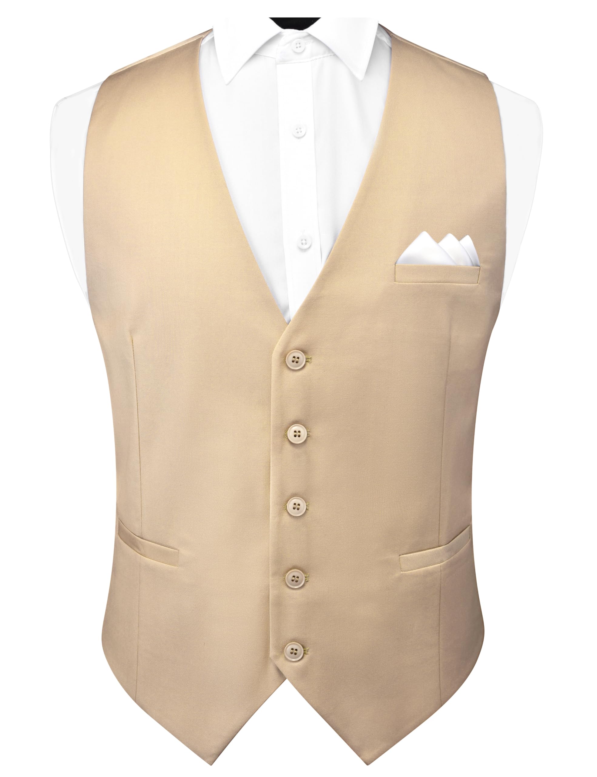 gusleson Men's Suit Vest and Pocket Square Set Business Formal Dress Waistcoat Vest with 3 Pockets-picture-17