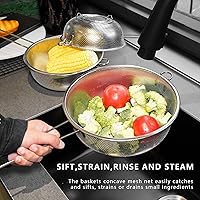 Vista 4 de Metal Fine Mesh Strainer and Colander for Kitchen with Handle, Stainless Steel Pasta Strainer/Kitchen Funnel/Collander/Sifter for Strain/Wash