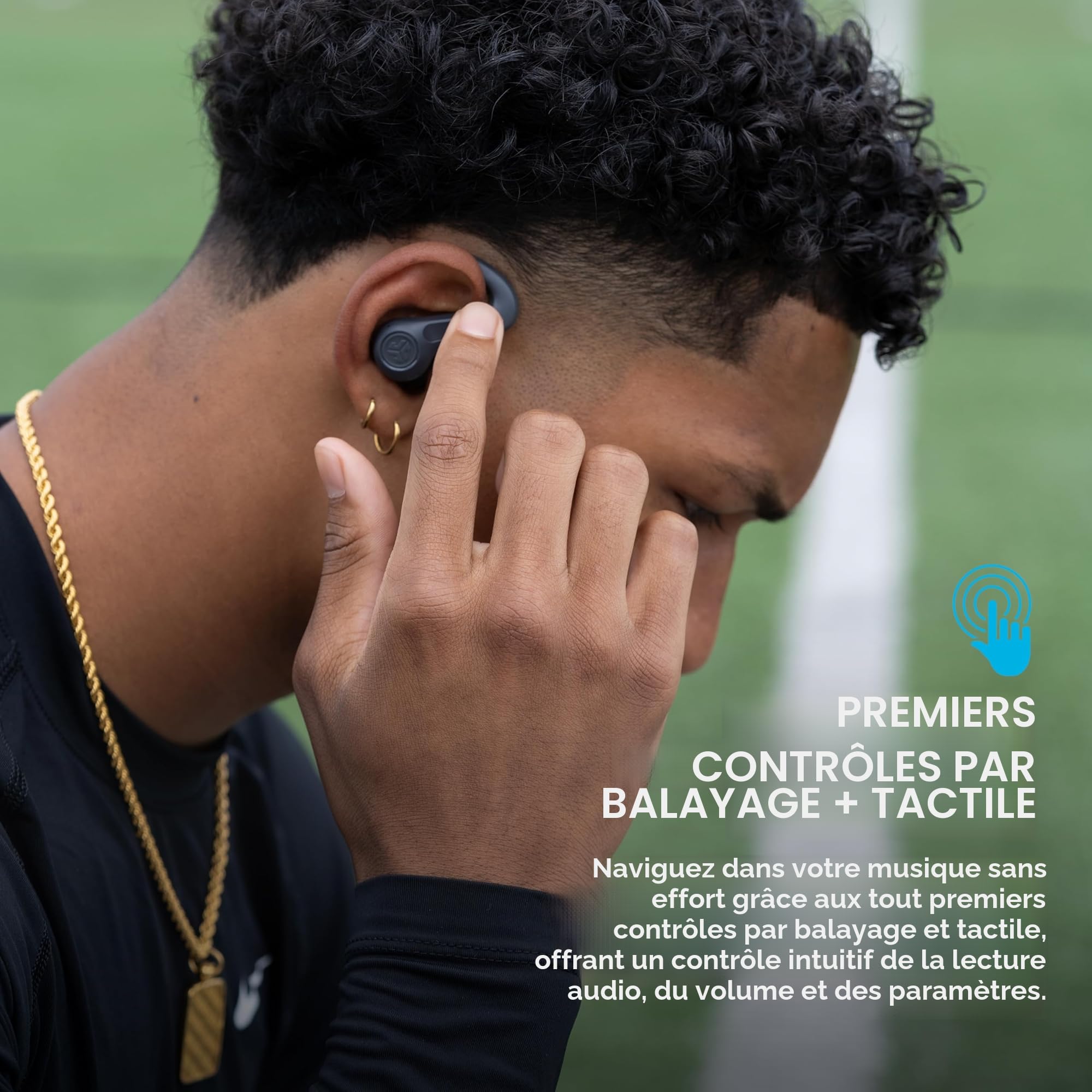 JLab JBuds Sport ANC 4 Écouteurs de Sport Intra-Auriculaires, Bluetooth, 60h+ Autonomie, Réduction de Bruit, True Wireless, Boîtier de Charge USB-C, IP66 Résistant à la Transpiration, Multipoint, Noir