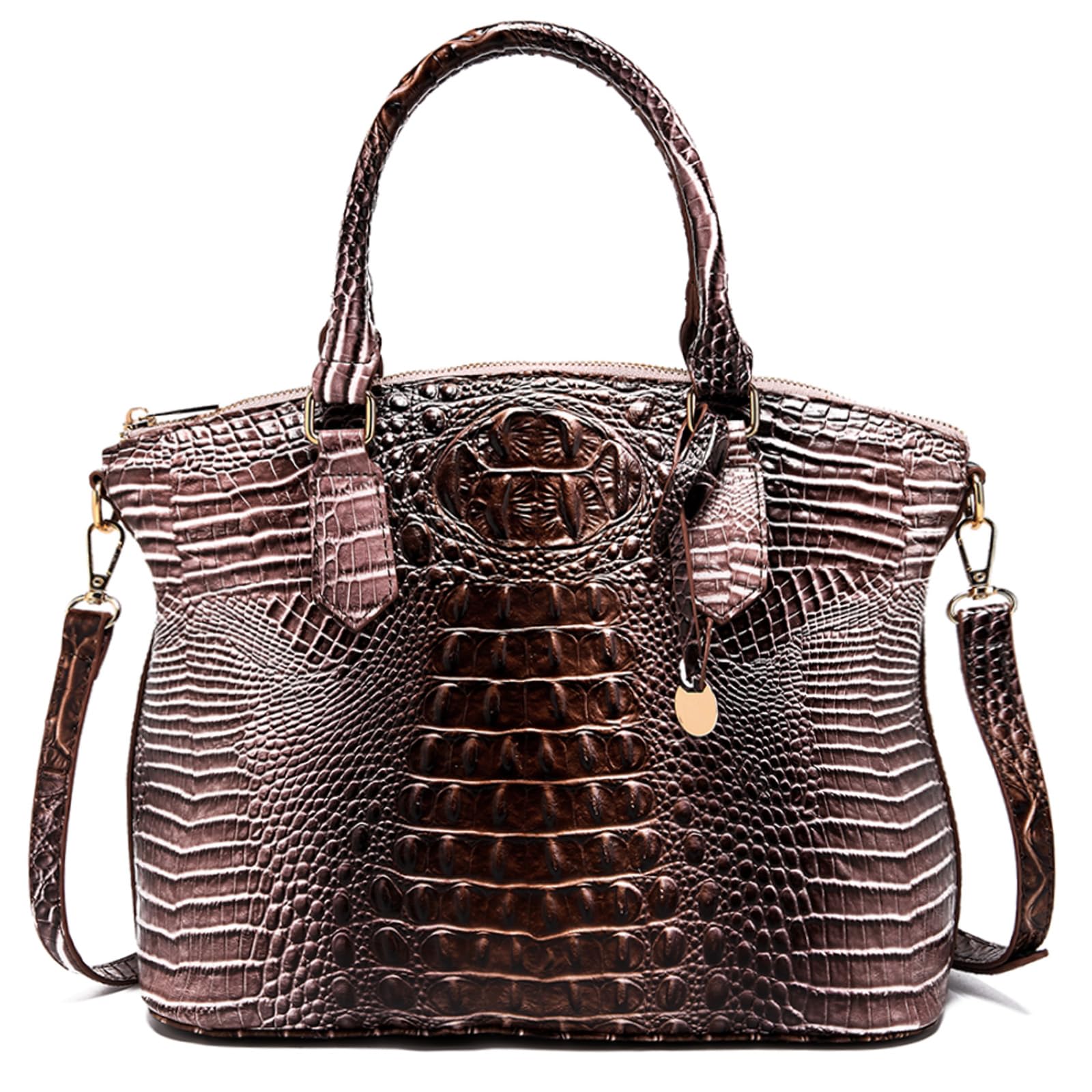 Makcr Joacbv Crocodile Handbag for Women, Satchel Purse with Shoulder Strap | Embossed vegan leather tote with a bold crocodile-pattern texture, rich color depth, dual top handles, and a roomy interior.
