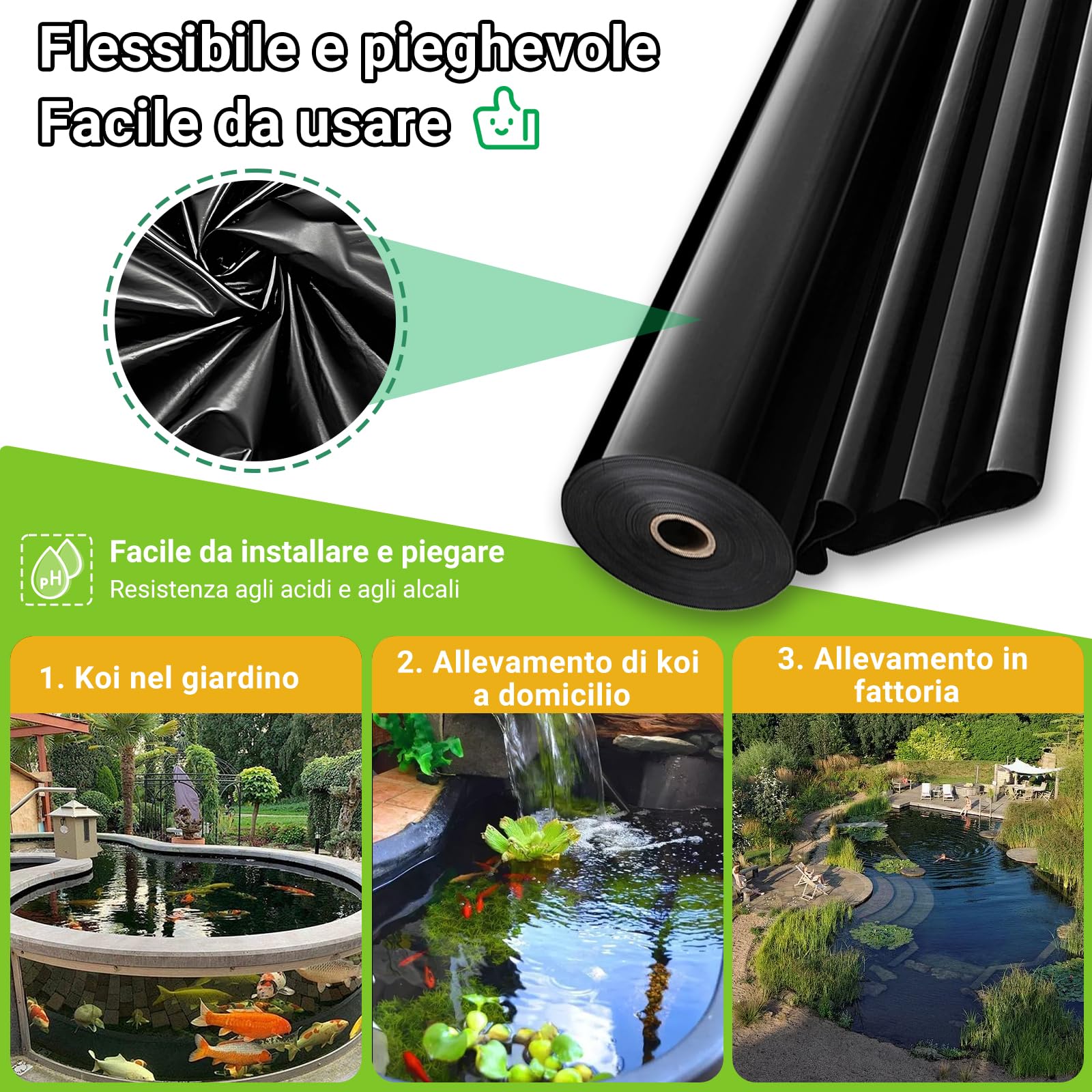 Pellicola per laghetto, Fodera Laghetto Flessibile per Piscina Giardino, Fodera Laghetto Flessibile per Piscina Giardino per Laghetti FontaneGiardini Acquatici e Cascate