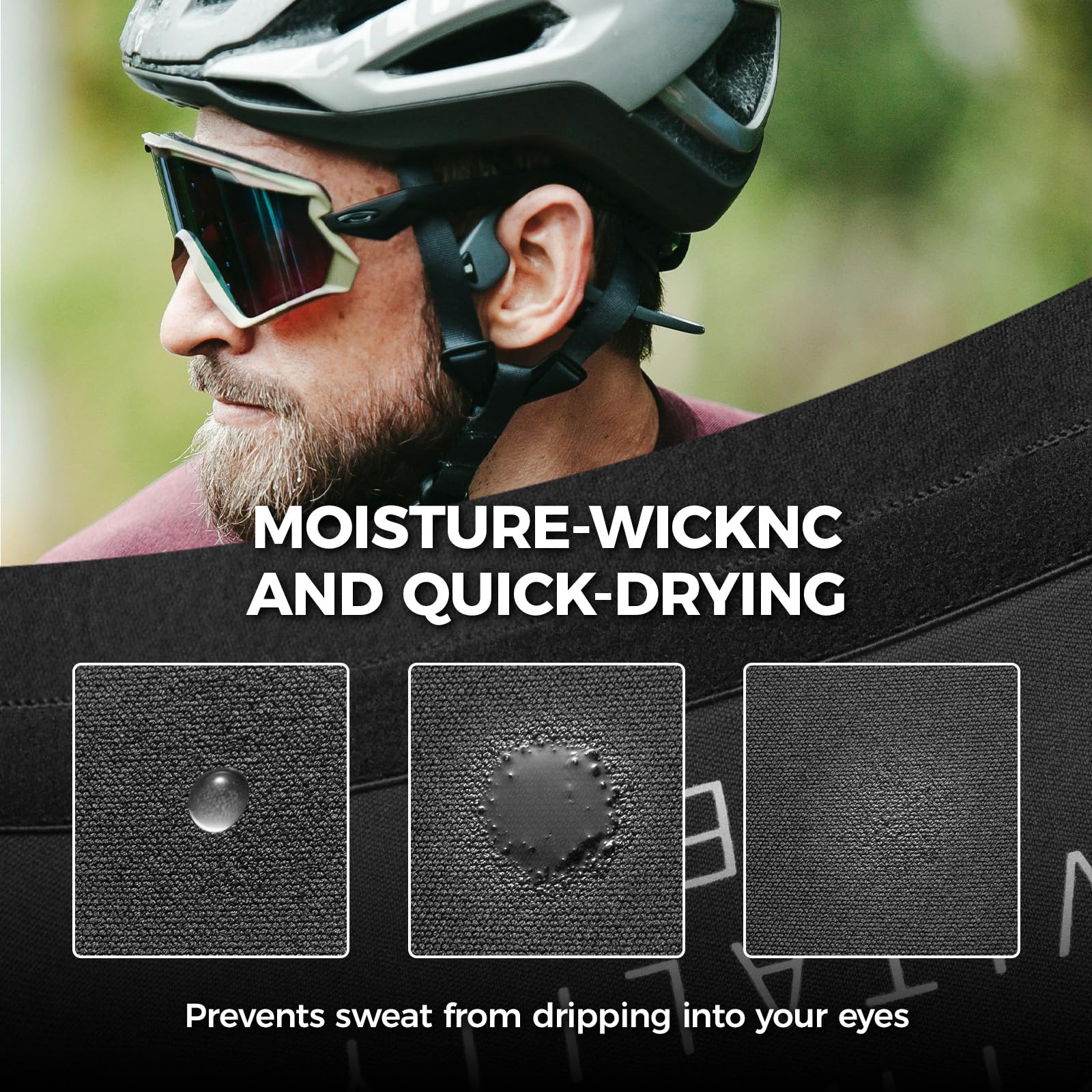 ROCKBROS TVI Berretto Sottocasco Bici Invernale, Cappellino con Visiera, Elastico Berretto Copricapo Antivento Caldo Paraorecchie, per Ciclismo Sci Moto, Nero