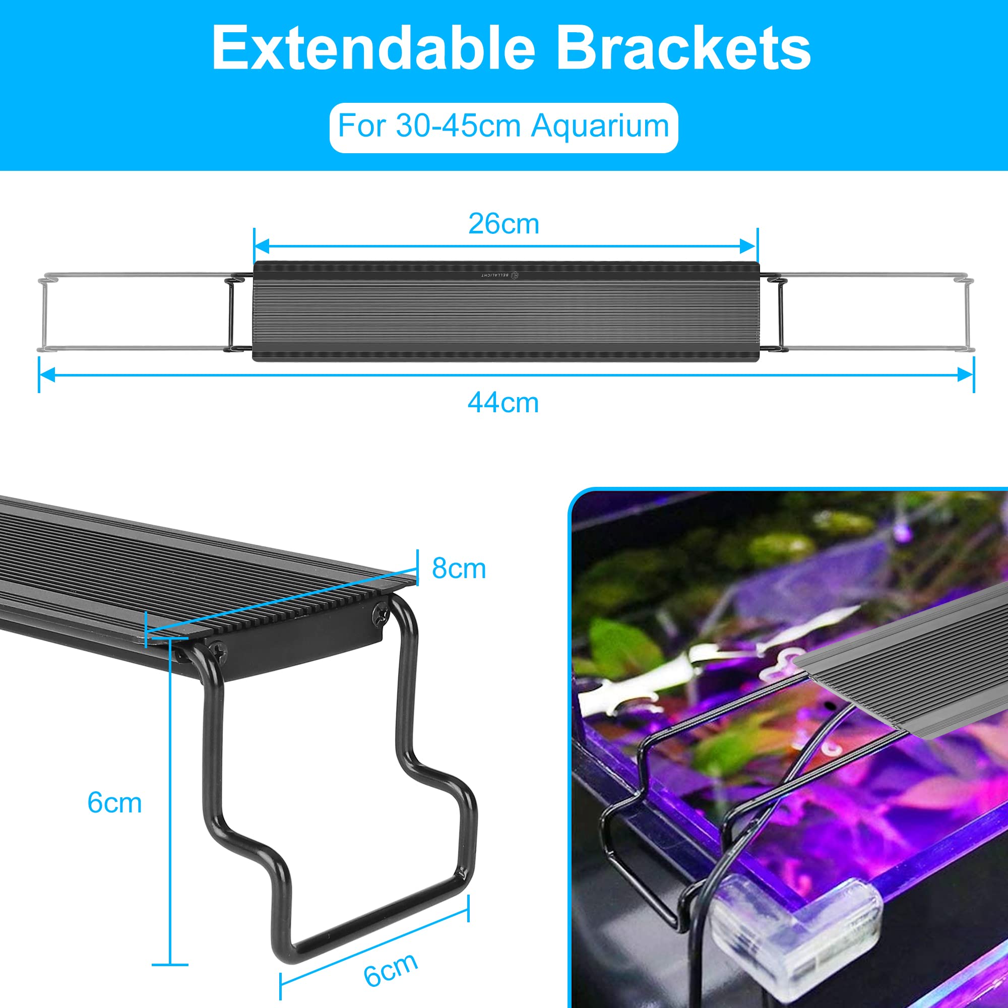 LED Lampe D'aquarium à Pince Lumière RVB + Blanche 10 Niveaux