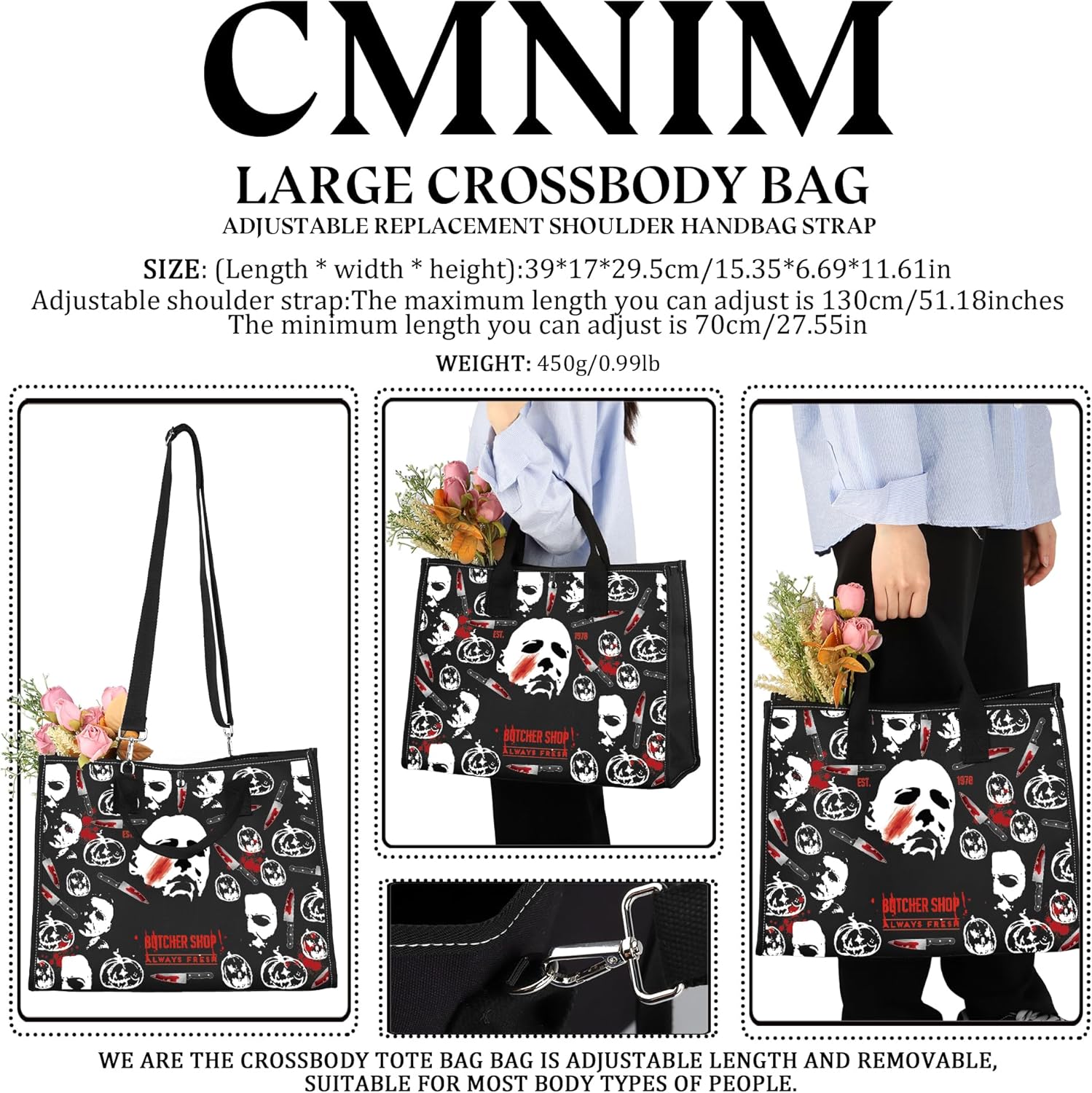 CMNIM Horror Movie Merchandise Gifts Butcher Shop Always Fresh Crossbody Bag TV Show Inspired Horror Gifts for Fans