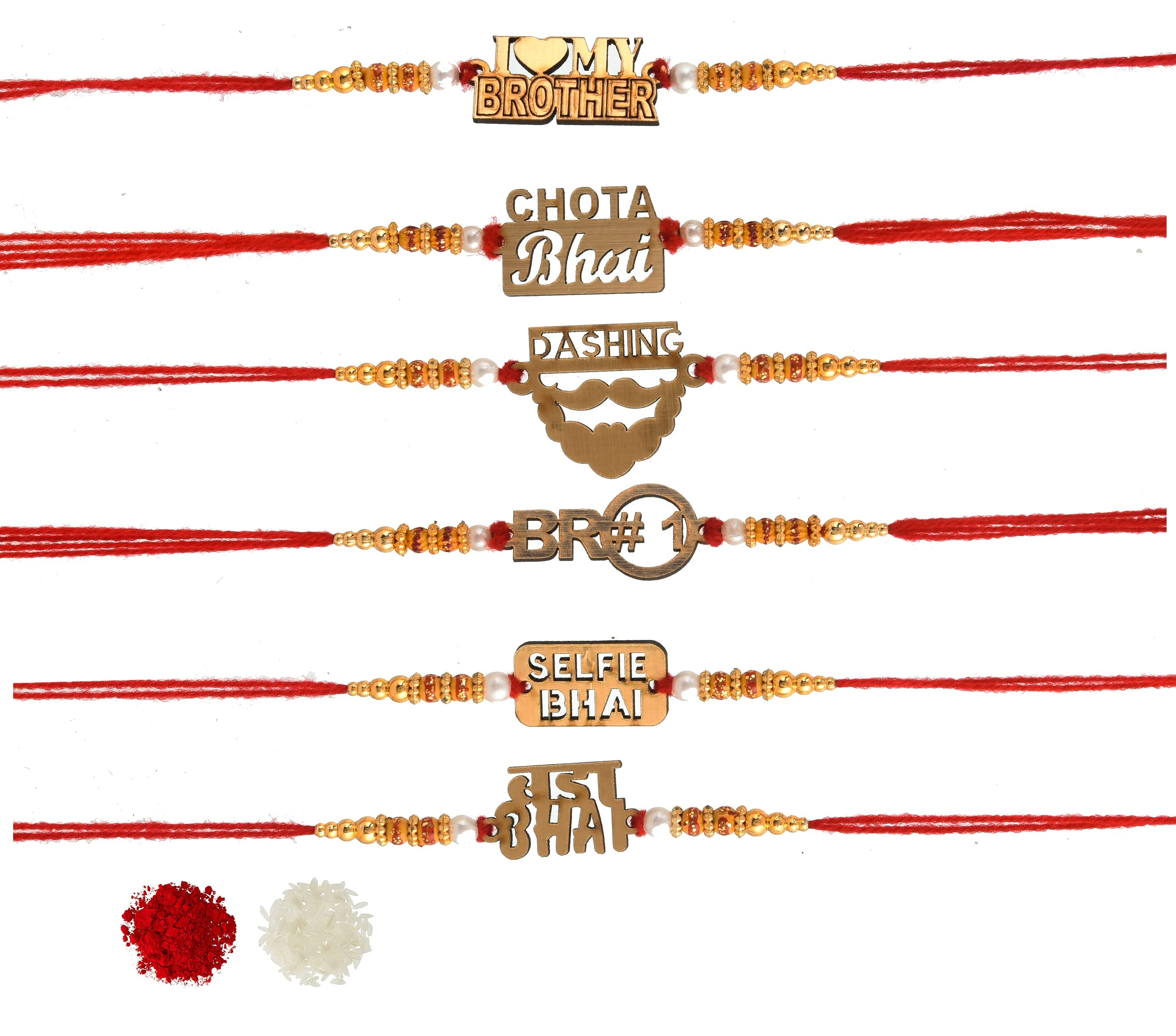 THE INDIA STYLE Wooden MDF Rakhi Designer Handmade Dori Beads Worked Bhaiya Bro Bhai chota BhaiCombo Rakhi Bracelet with Roli & Chawal Exclusive Combo of (MDF Bro Rakhi Set-6) (B0B4V74P4Z) Amazon Price History, Amazon Price Tracker