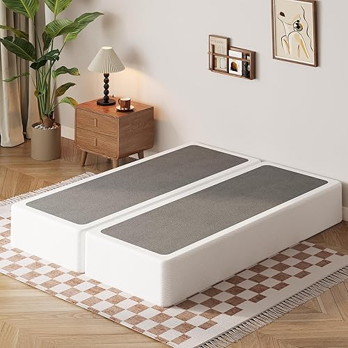 Vista 14 de EMODA Base de cama con somier dividido de 7 pulgadas, 3500 libras, base de colchón de metal resistente tamaño King con cubierta de tela, sin ruido