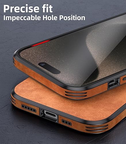 Miniatura 5 de Funda magnética para iPhone 15 Pro Max de cuero con protección completa de la cámara [compatible con Magsafe] Funda de lujo para iPhone 15 Pro Max